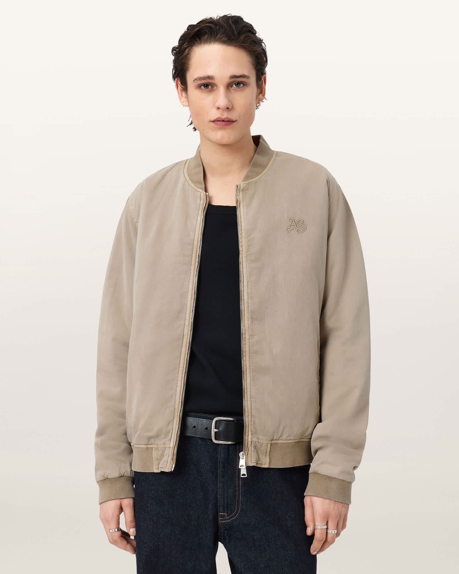 AllSaints Cotton Forres Cotton Bomber Jacket, Size: XXL
