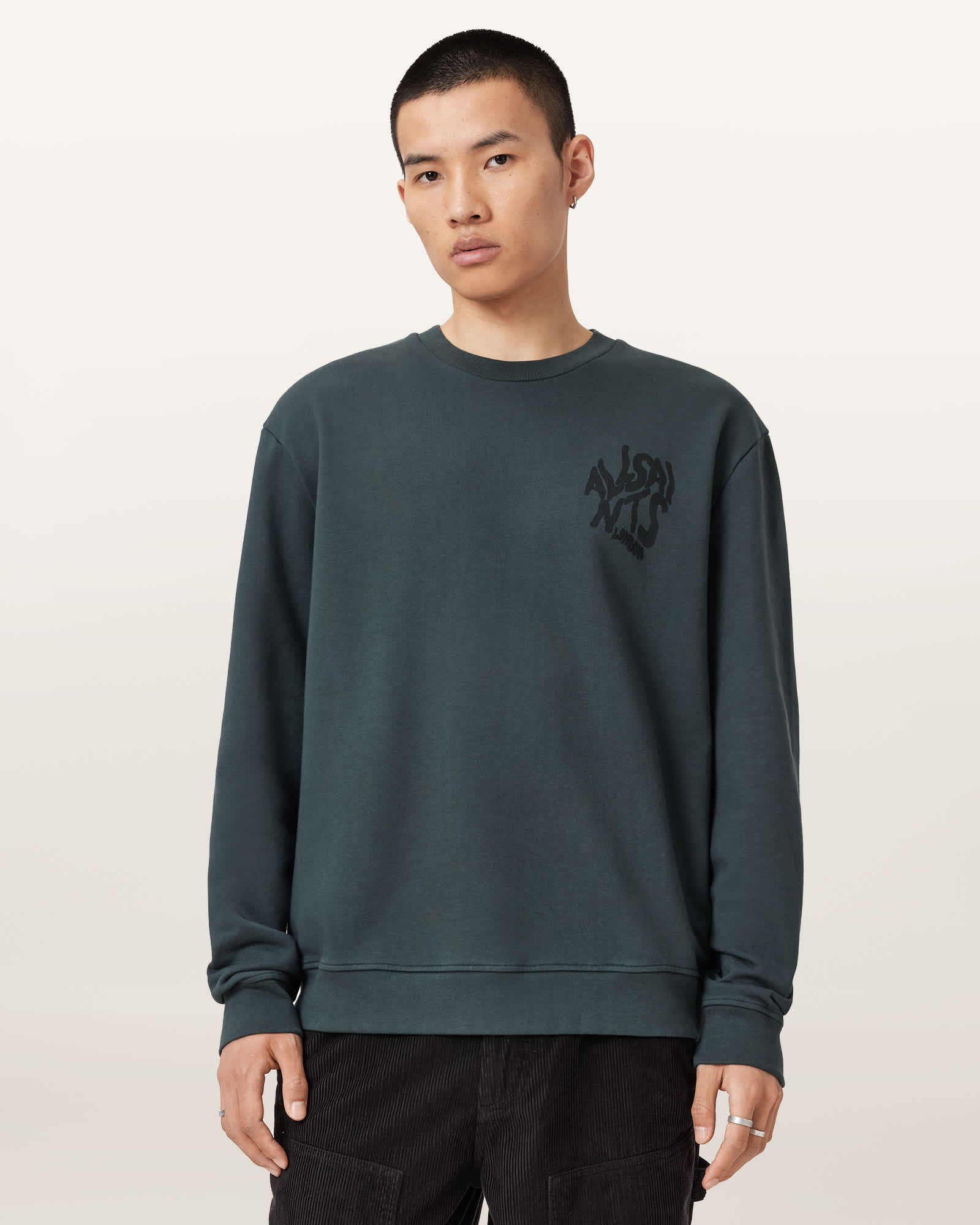 AllSaints Cotton Orlando Oversized Crew Neck Sweatshirt, Size: XXL