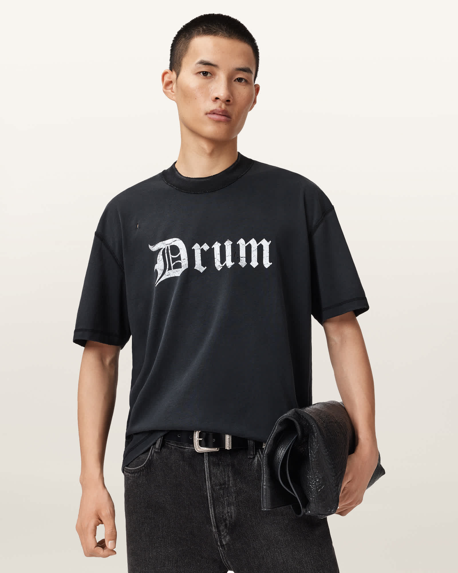 Allsaints Cotton Snare Cropped T-shirt In Black