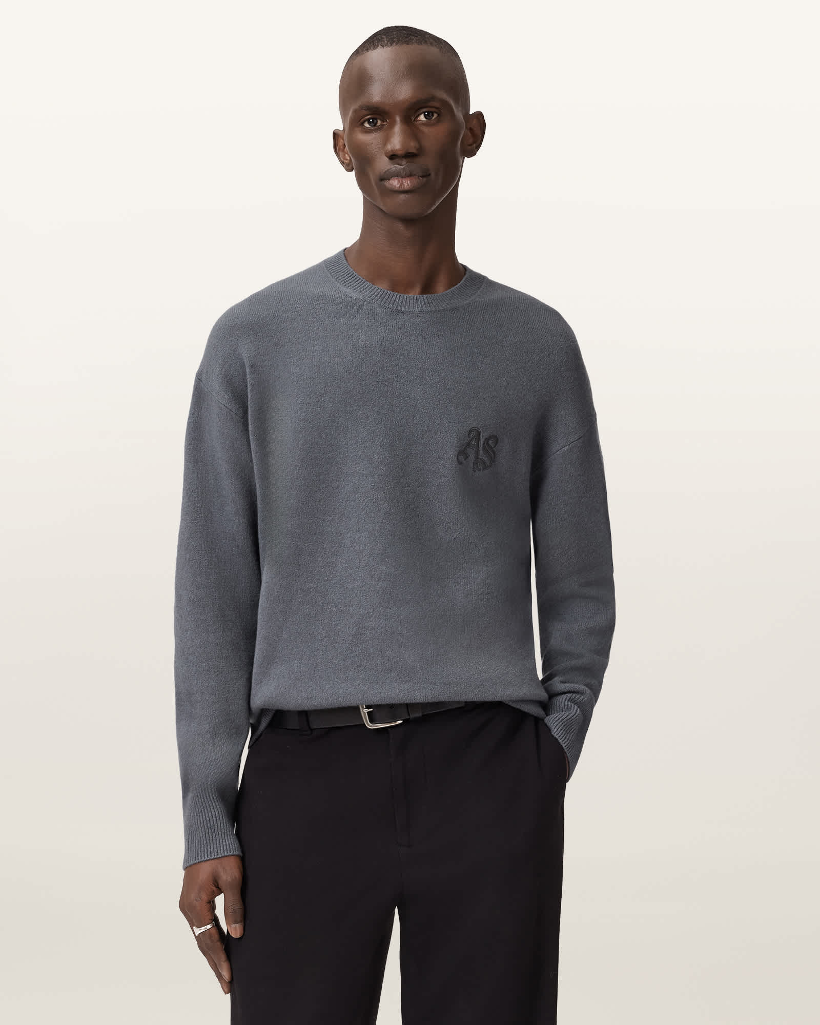 AllSaints Icon Crew Neck Jumper,, Slate Blue