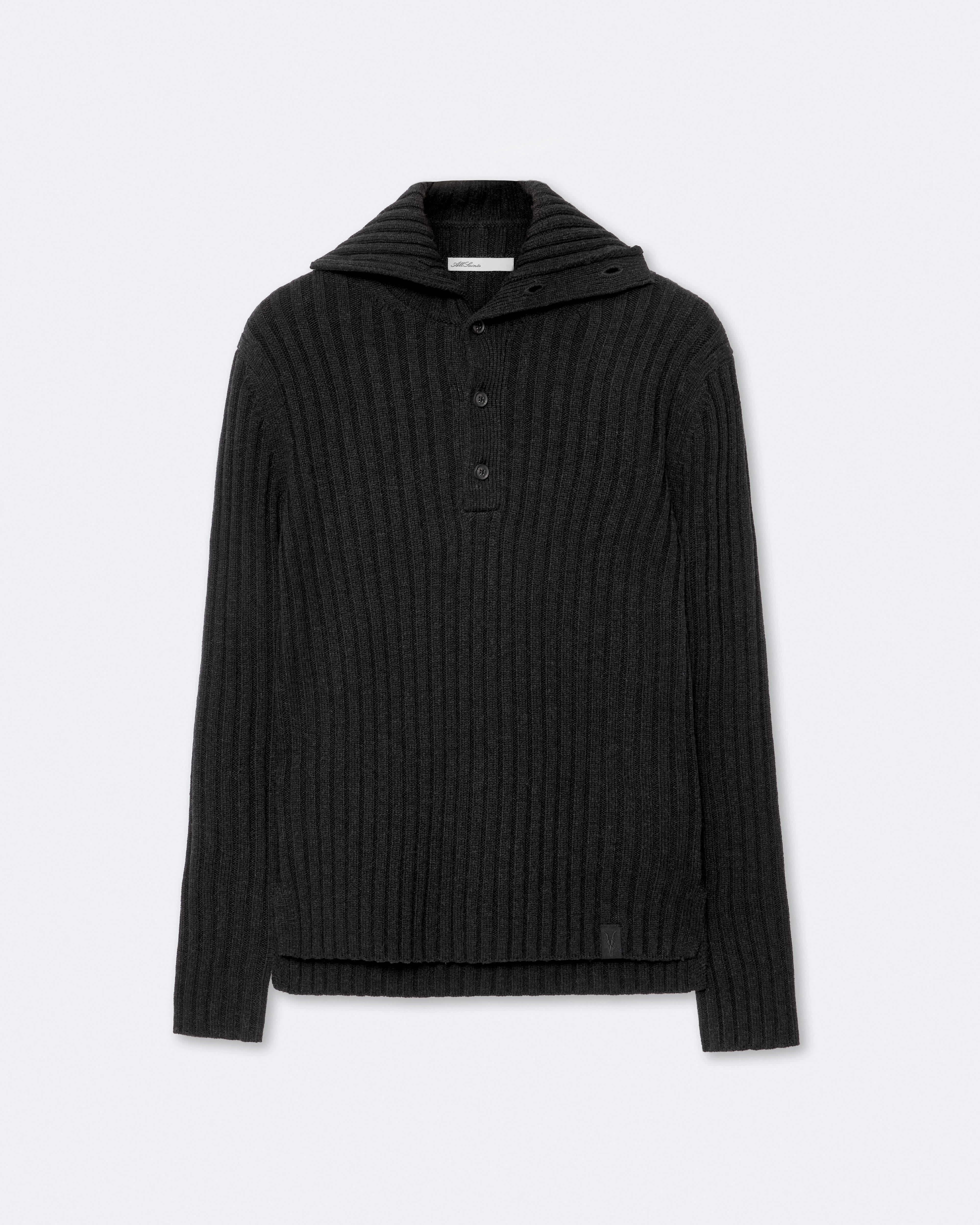 Allsaints Men's Liev Funnel-Neck Jumper Black Size L - Bild 1