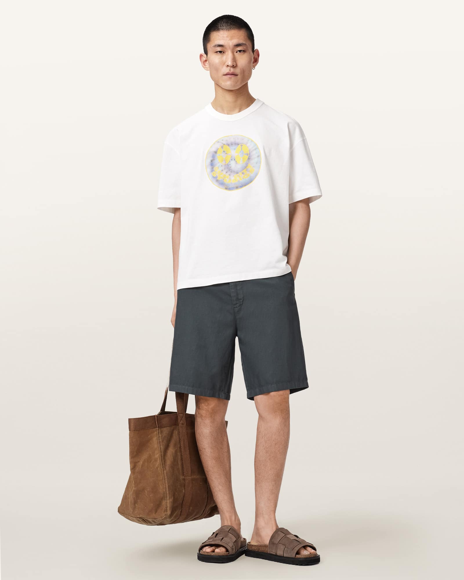 AllSaints Cotton Corbett Relaxed Fit Linen Blend Shorts, Size: S