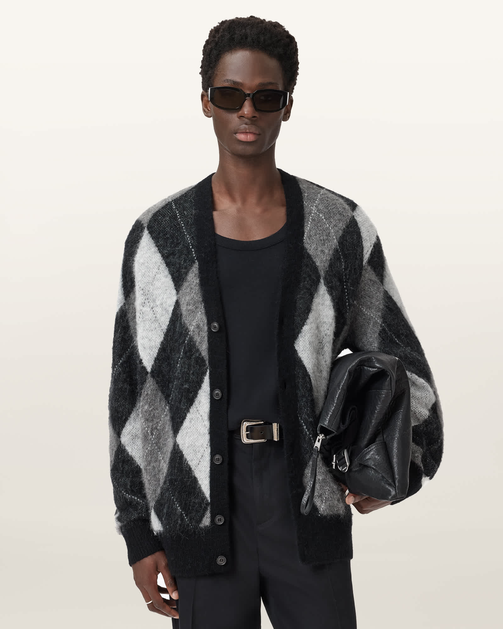 Allsaints Bower Oversized Cardigan In Black