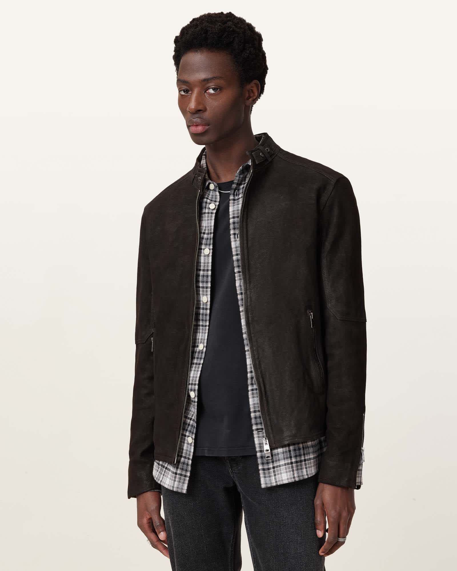 AllSaints Men's Sheep Leather Cora Suede Jacket