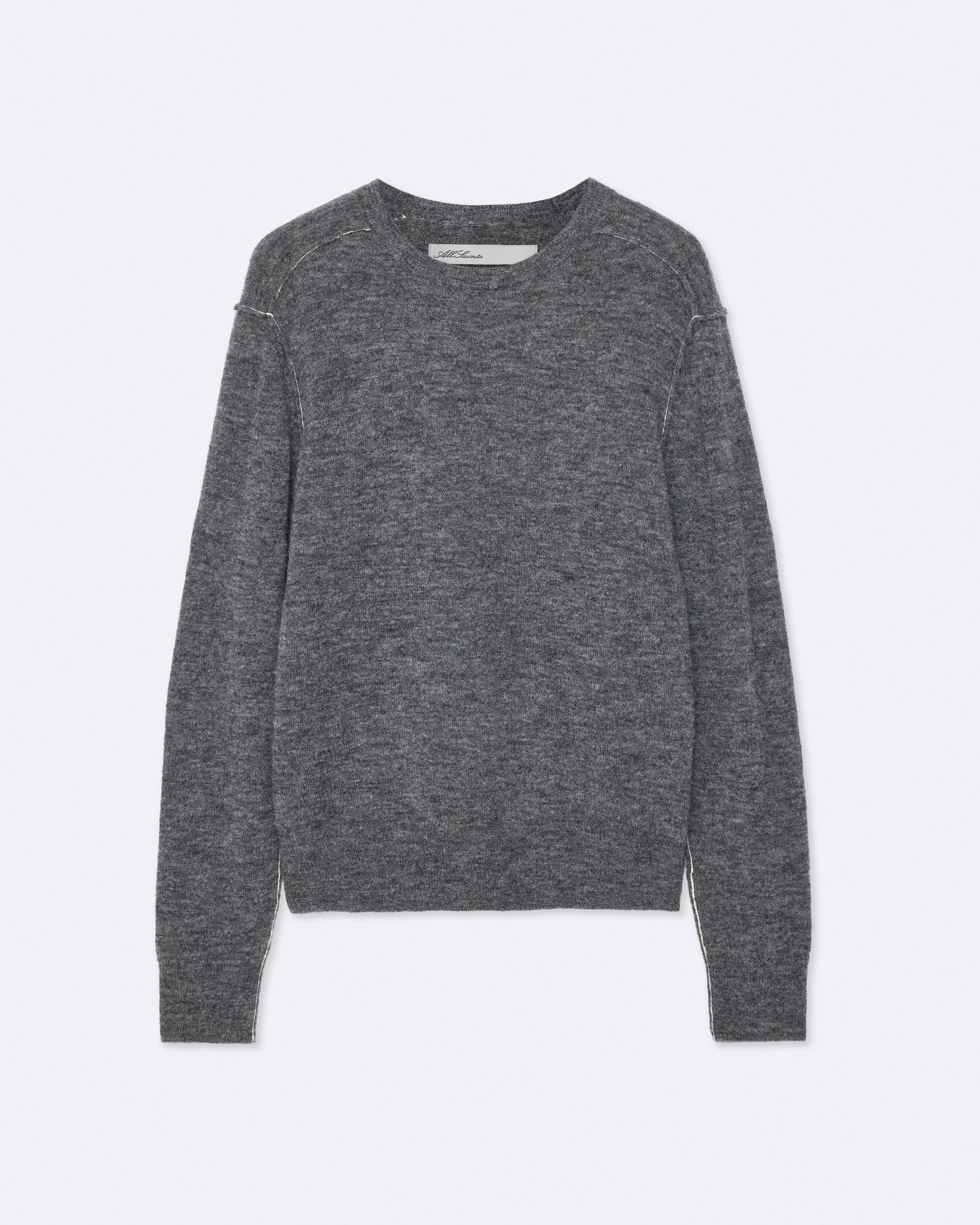 AllSaints Men's Soren Alpaca-Blend Crew-Neck Sweater, Grey, Size: XL