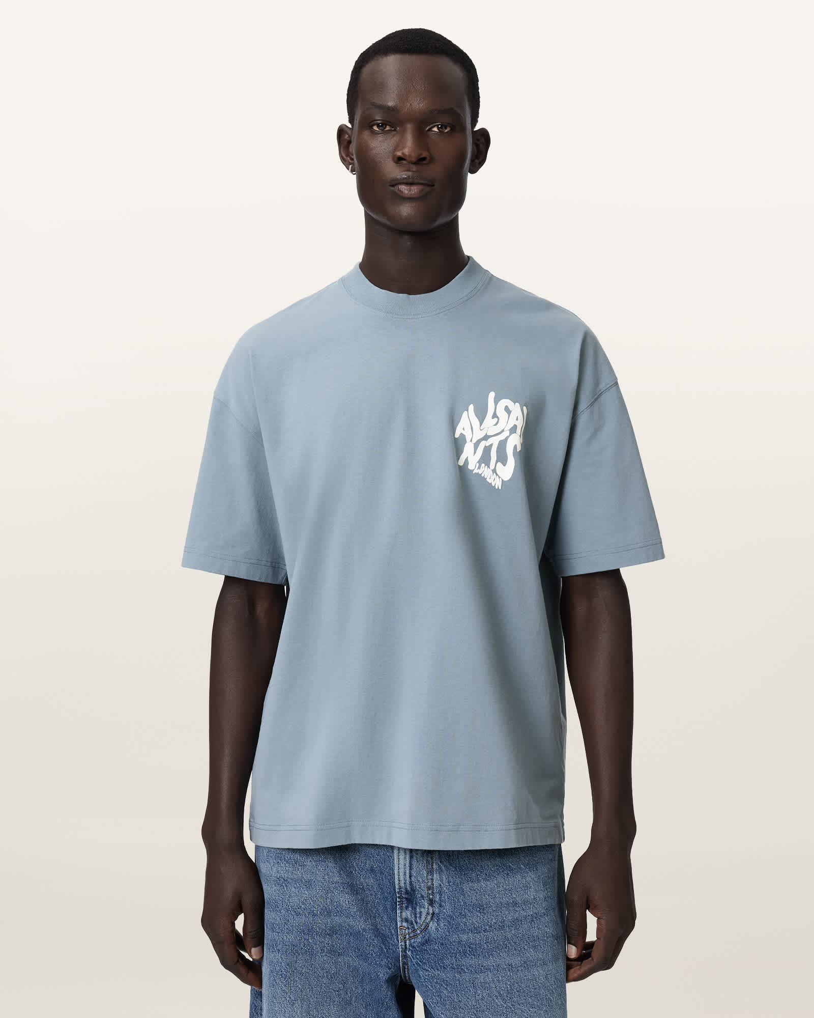 AllSaints Cotton Orlando Logo Print Oversized T-Shirt, Size: S