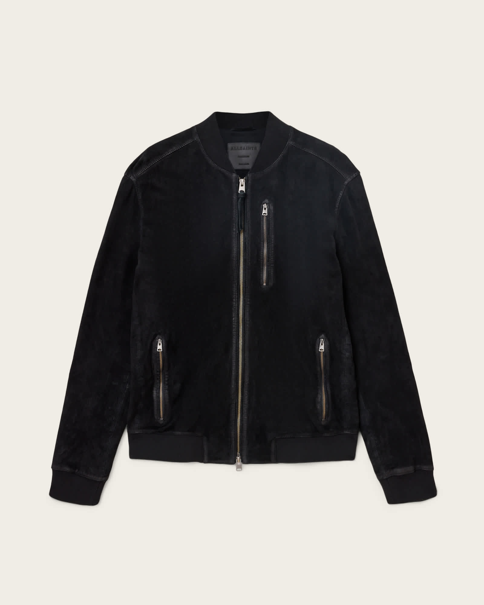 Allsaints Herren Schwarz Men's Kemble Suede Bomber Jacket Size M