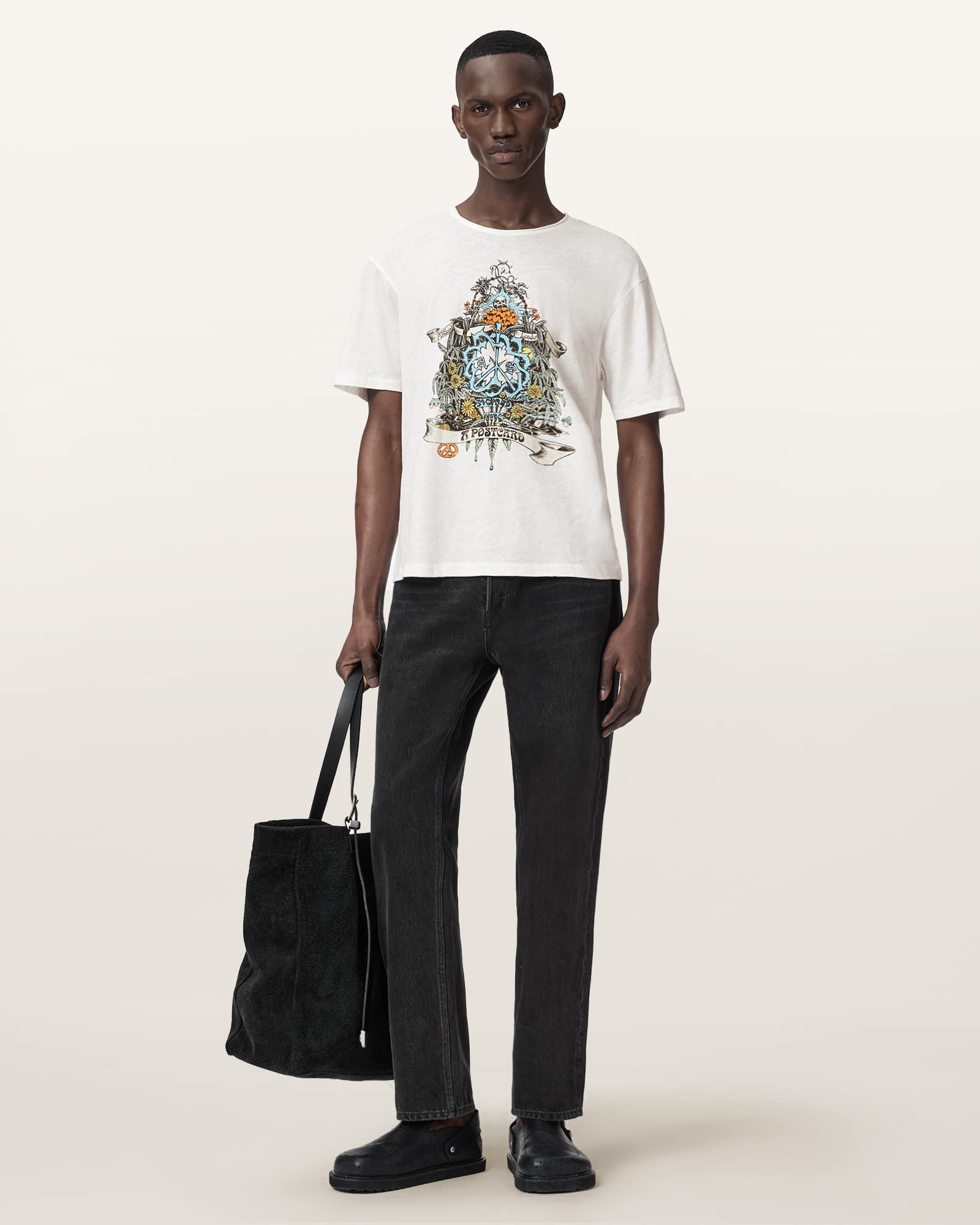 Allsaints Men's White Nazare Boxy Graphic T-Shirt - Size  Xs