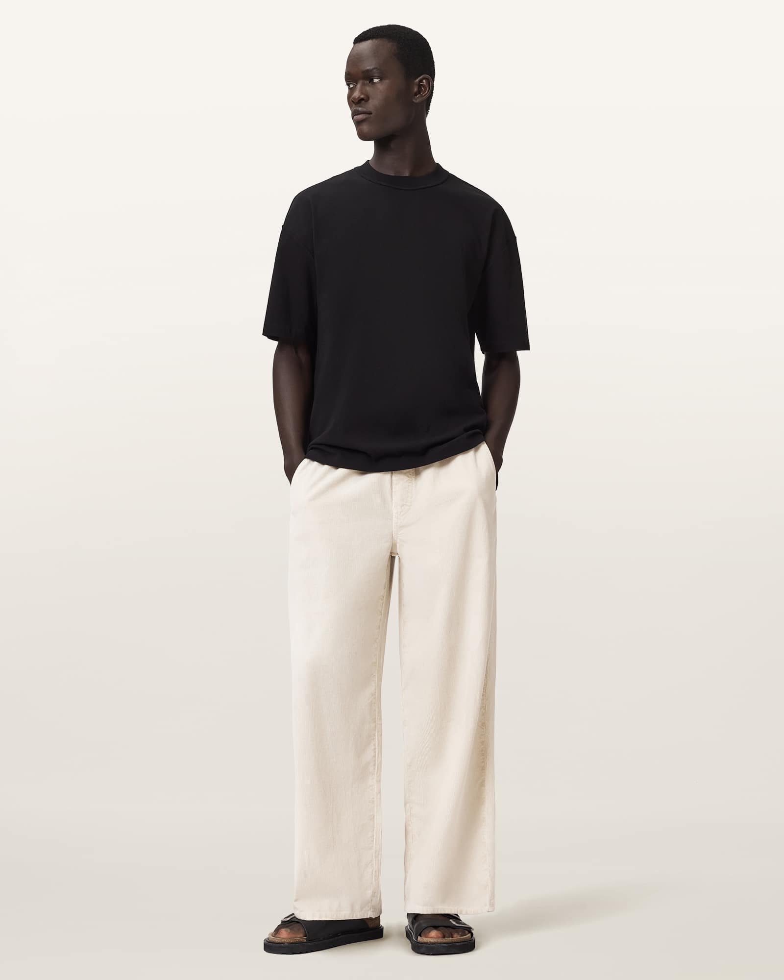 AllSaints Sabbath Mid Rise Cord Trousers,, Pebble White