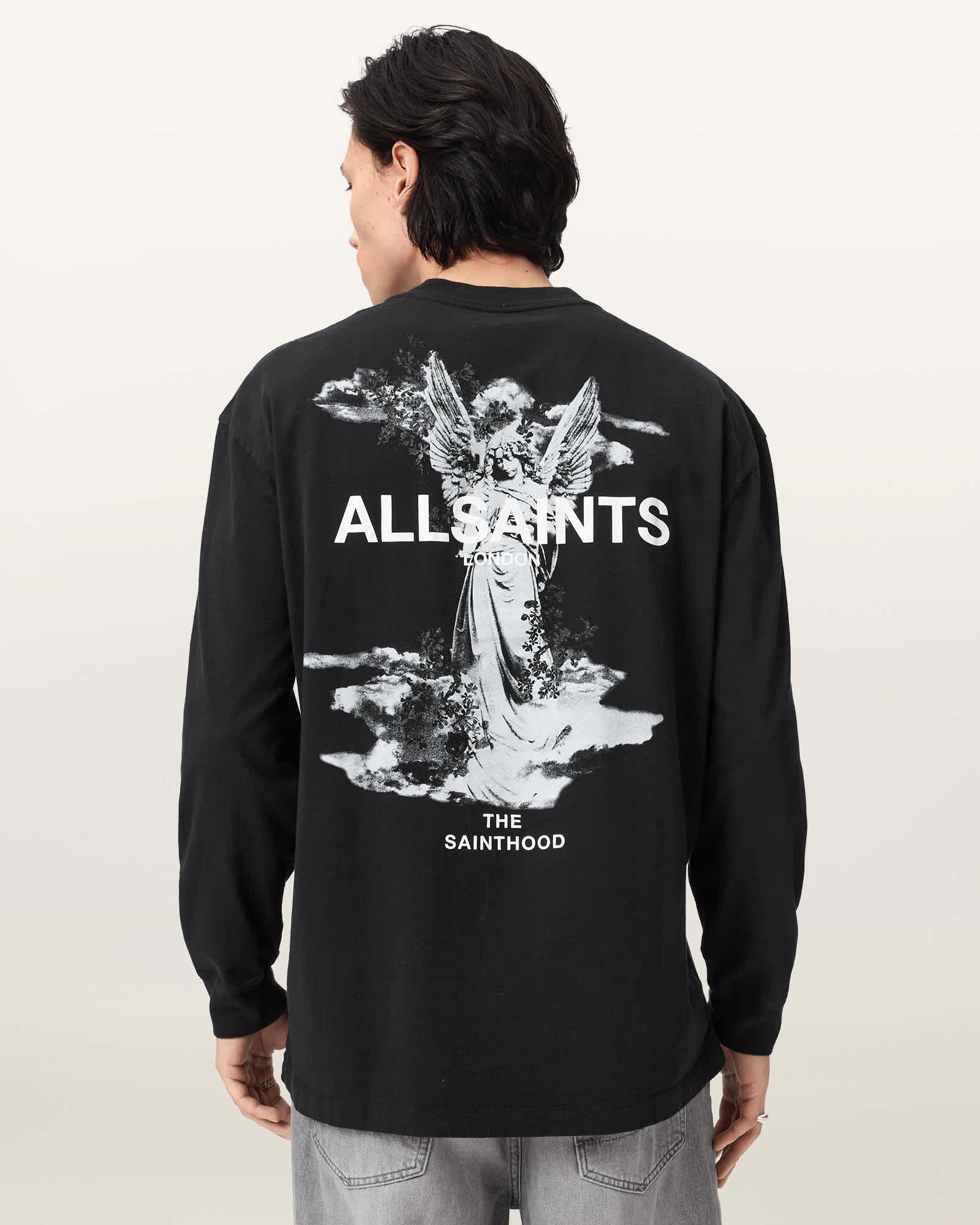 AllSaints Guardian Oversized Graphic T-Shirt,, Jet Black