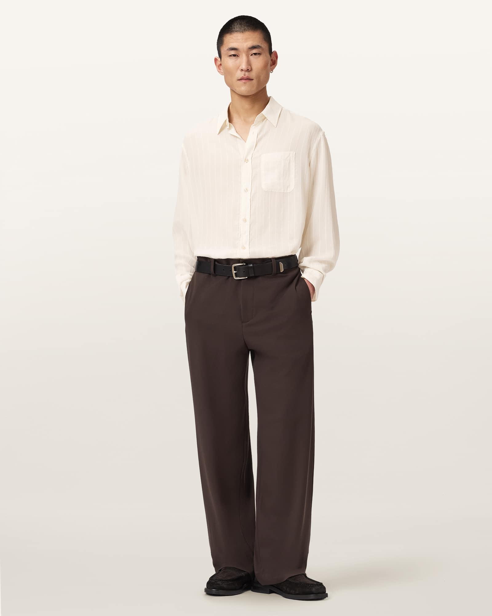 AllSaints Lyocell Carlyle Oversized Long Sleeve Shirt, Size: L