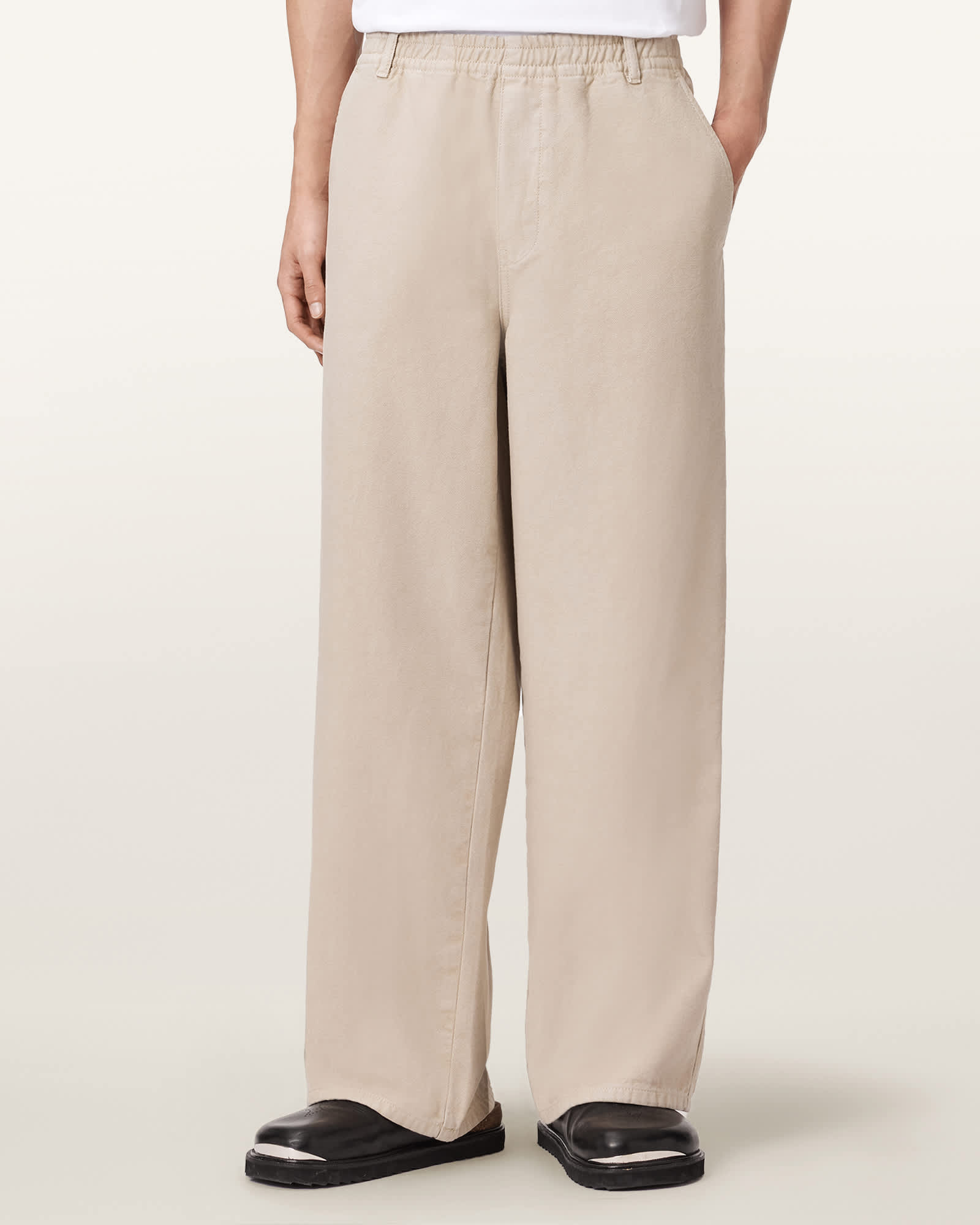 AllSaints Cotton Sabbath Wide Leg Canvas Trousers, Size: S