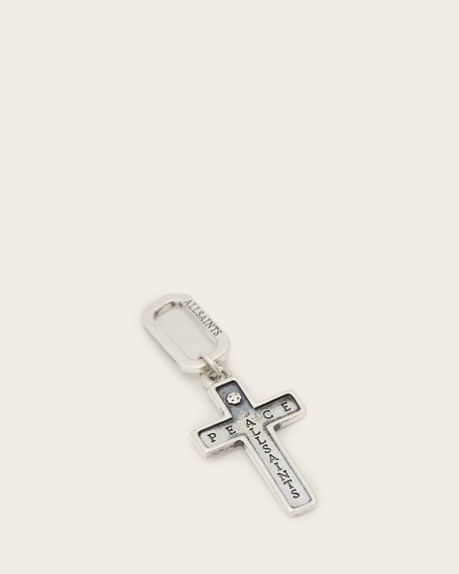 Allsaints Men's Silver Small Cross Sterling Pendant Charm, One Size