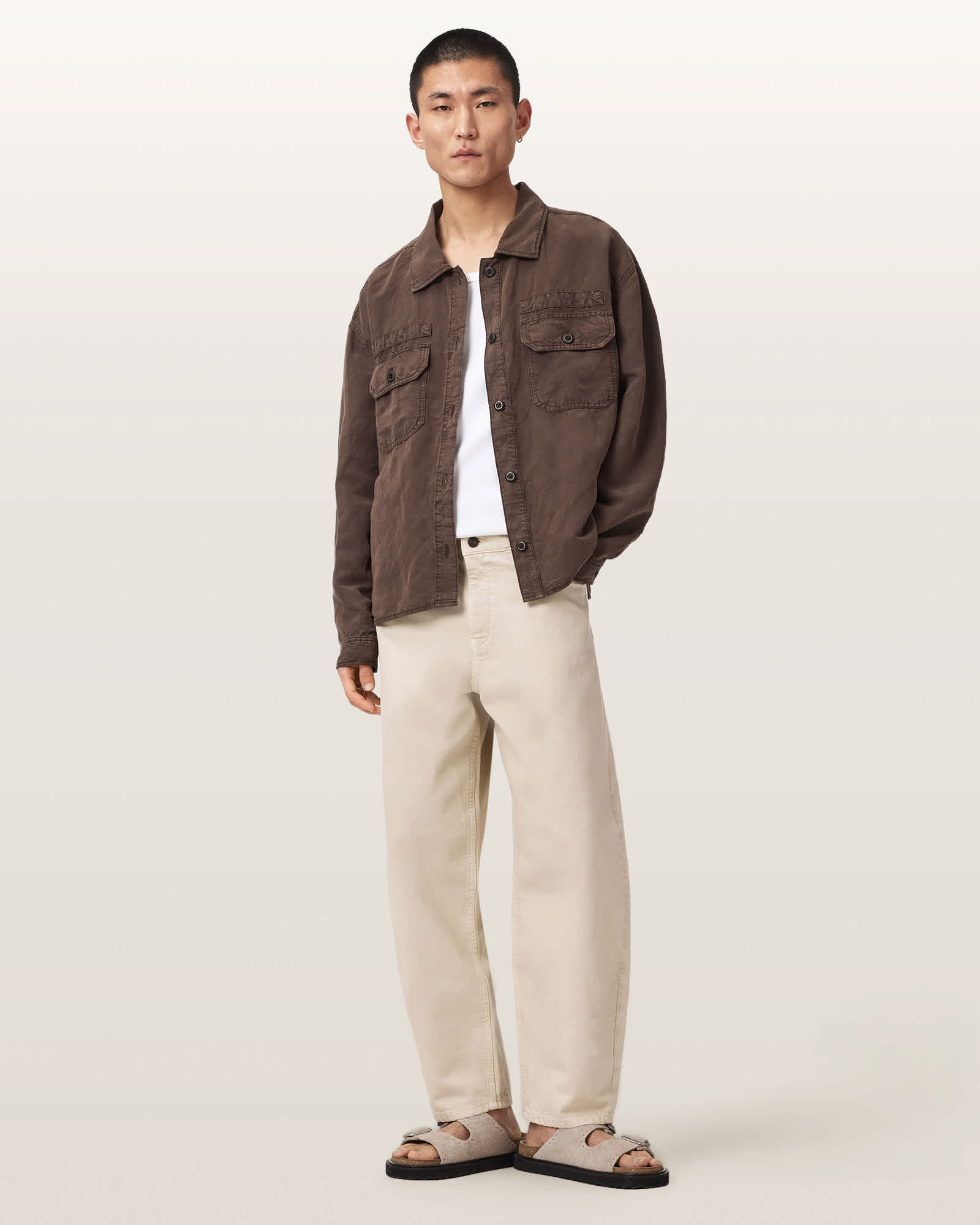 Allsaints Men's Cream/Black Orbit Barrel Leg Denim Jeans - Size  33
