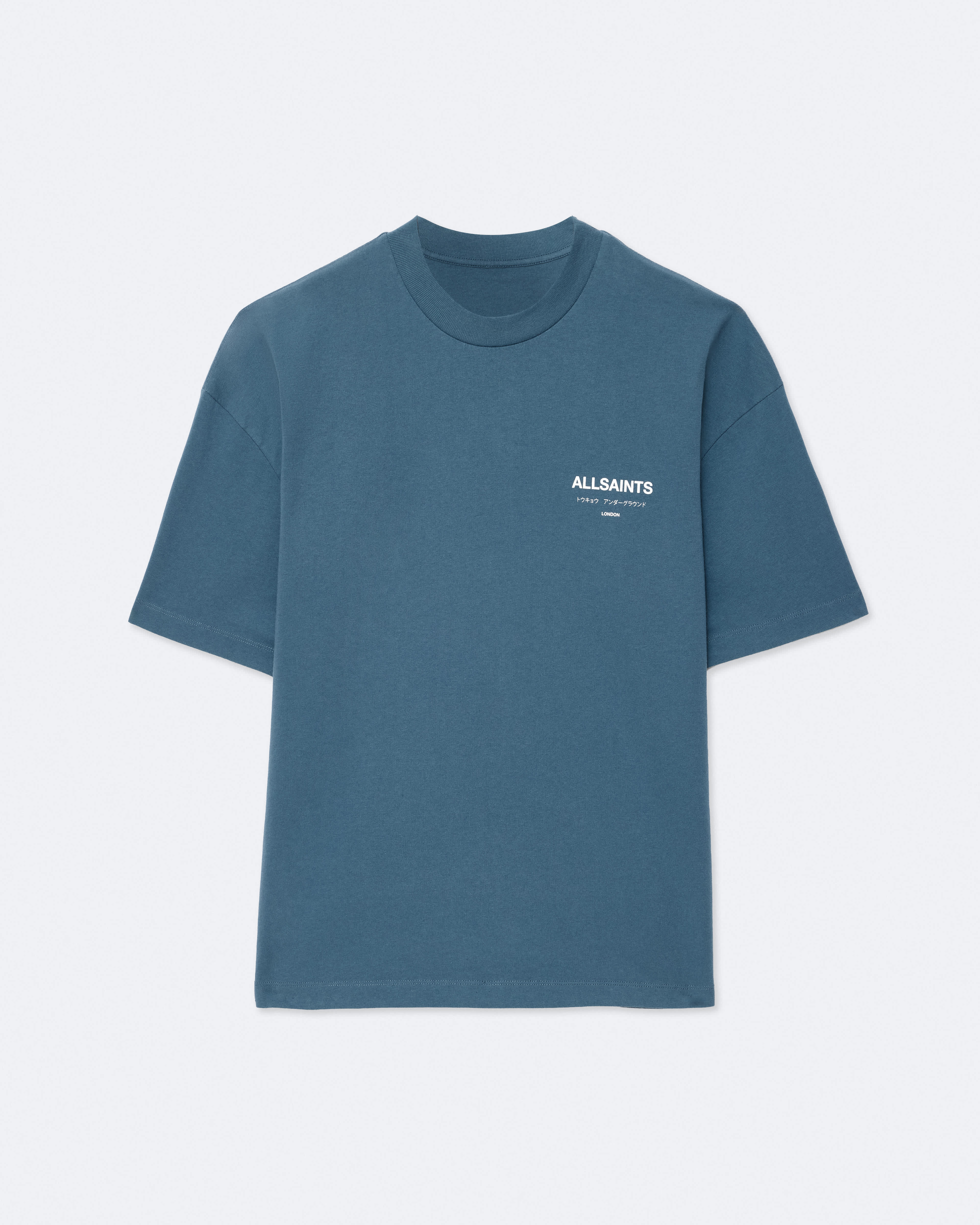 Allsaints - Underground Oversized Crew Neck T-Shirt - Tops - Herren - Blau - Xs - Bild 3