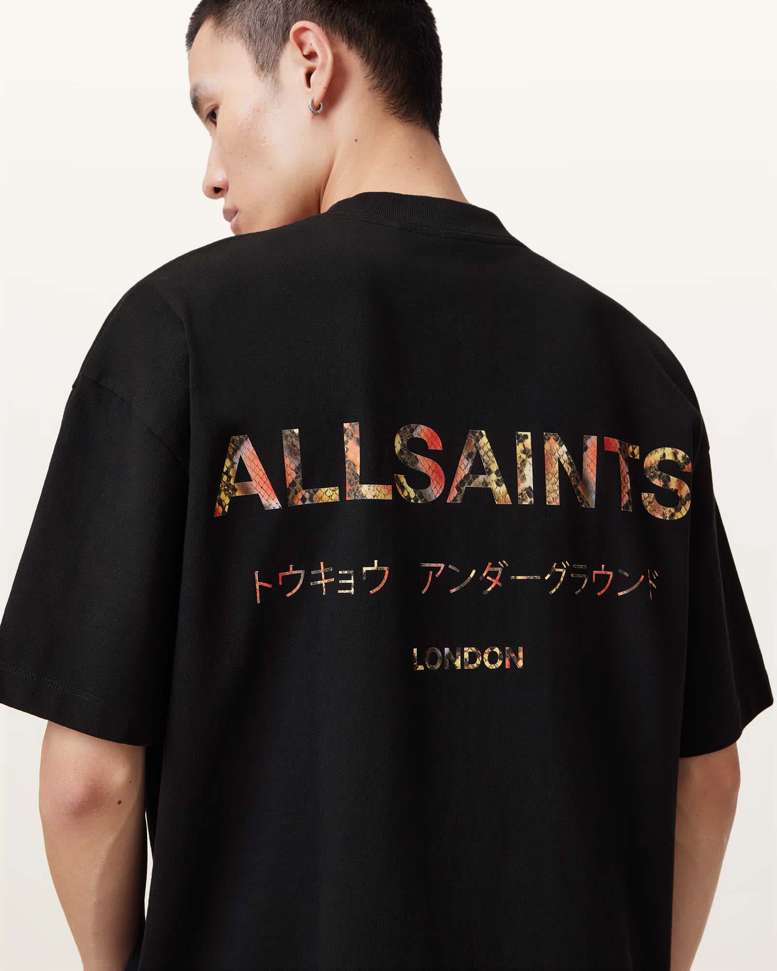 AllSaints Men's Cotton Underground Oversized Crew Neck T-Shirt, Size: L