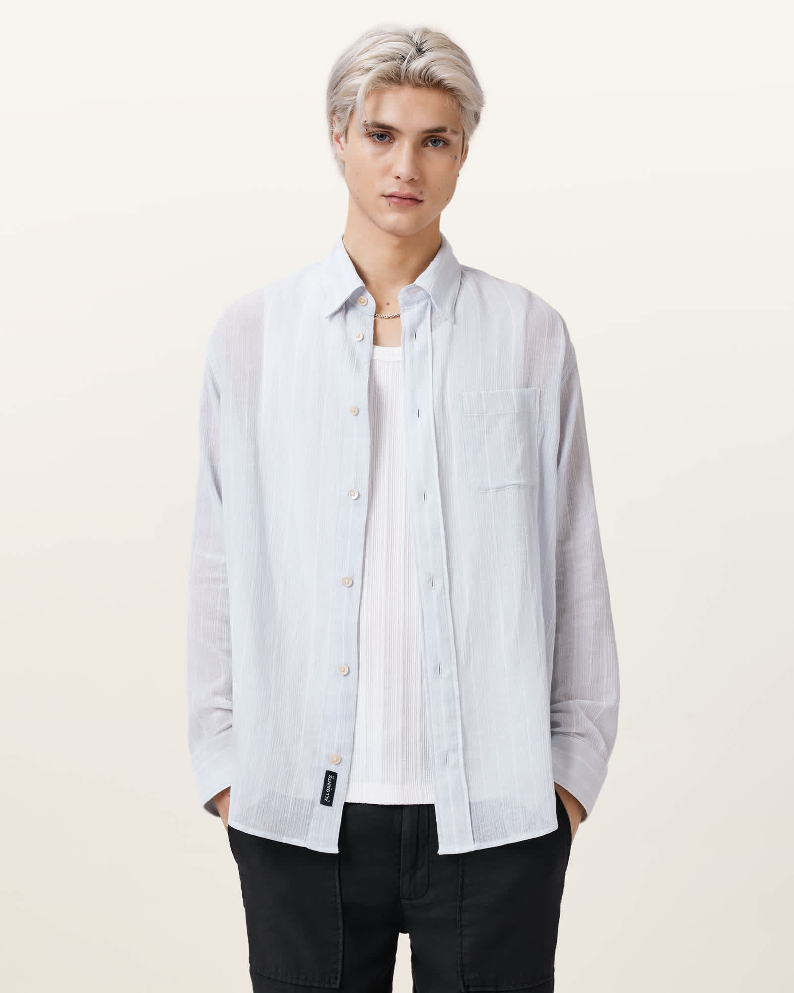 AllSaints Holme Long Sleeve Oversized Shirt