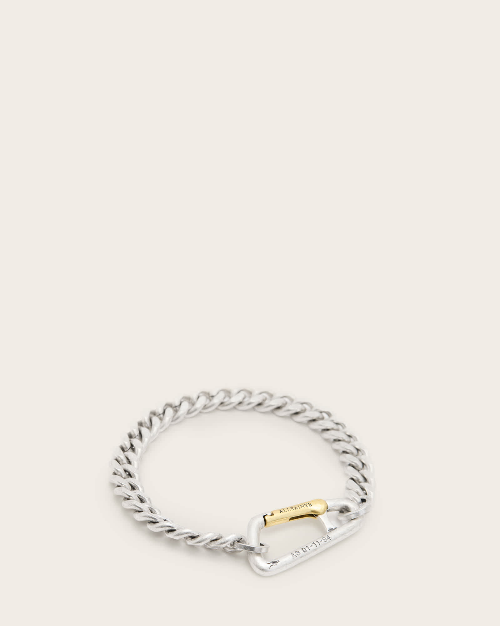 AllSaints Men's Brass Carabiner Two Tone Bracelet