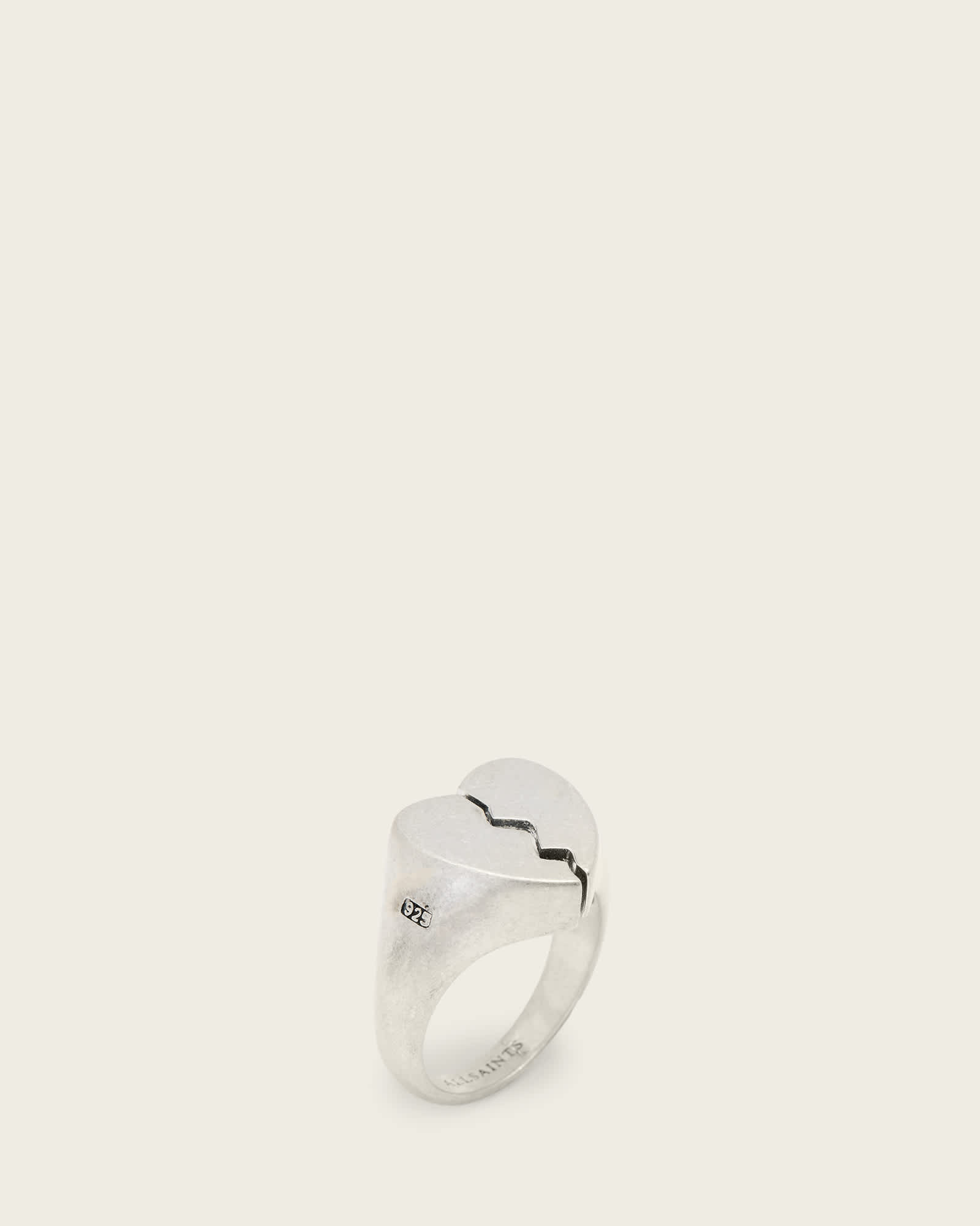 AllSaints Sterling Silver Broken Heart Sterling Silver Ring, Size: S