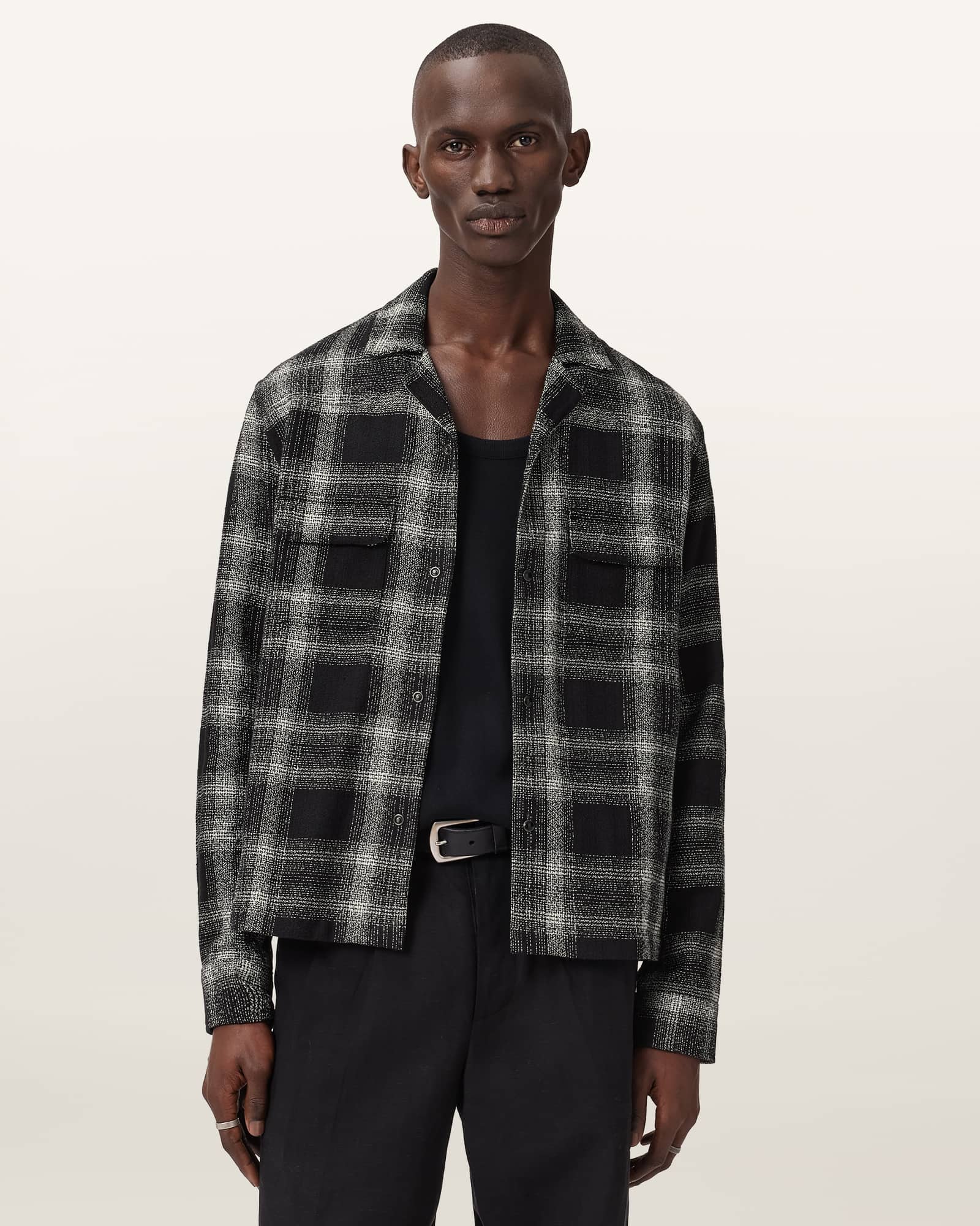 AllSaints Cotton Teshio Check Long Sleeve Shirt