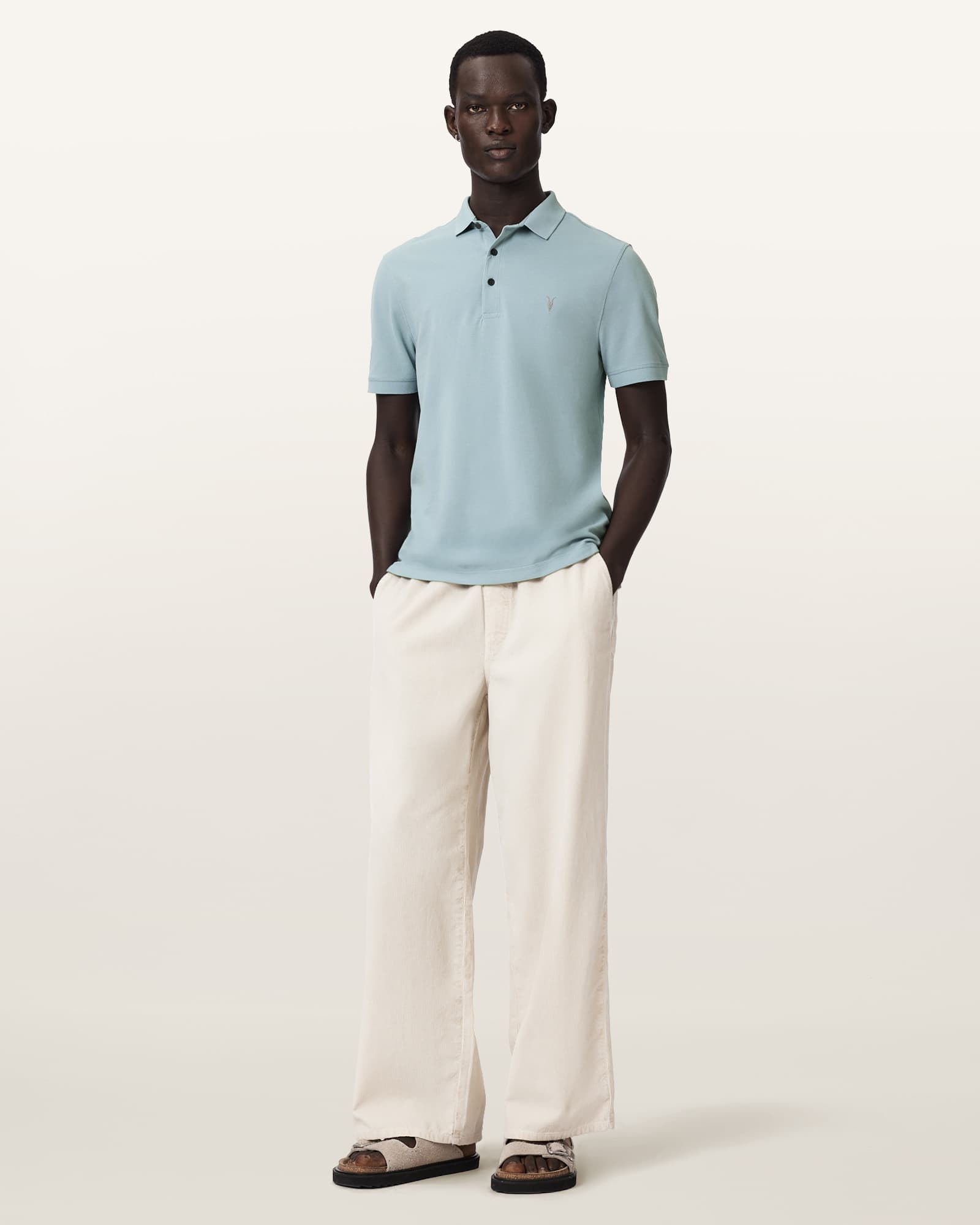 AllSaints Cotton Reform Short Sleeve Polo Shirt, Size: M