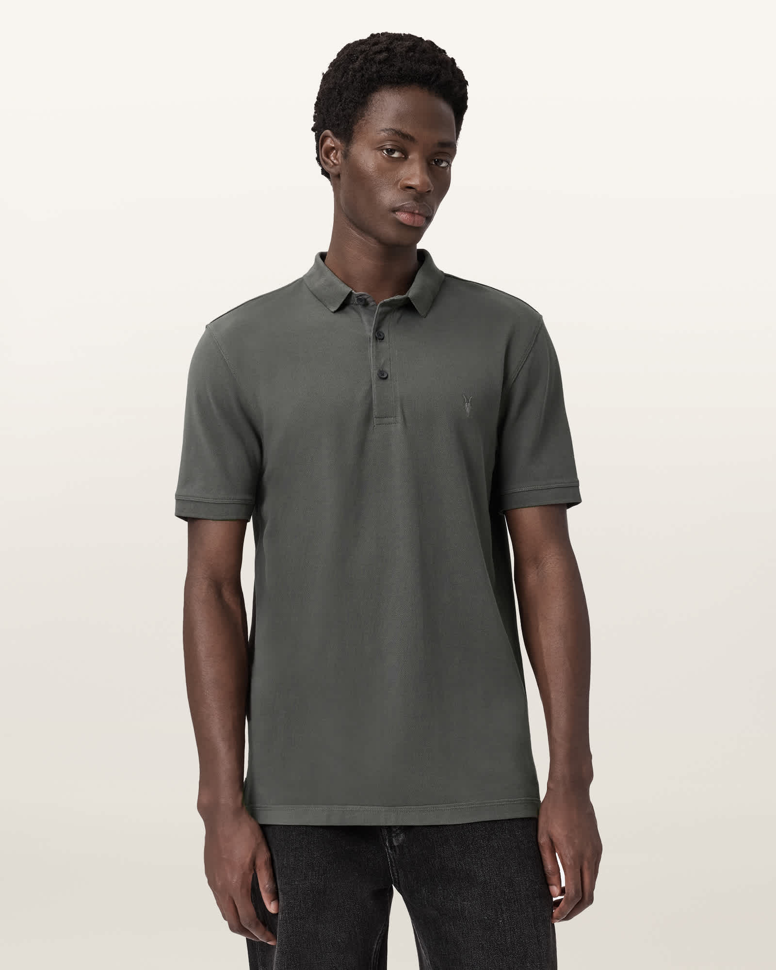AllSaints Reform Short Sleeve Polo Shirts 2 Pack,, Maple Green/Green