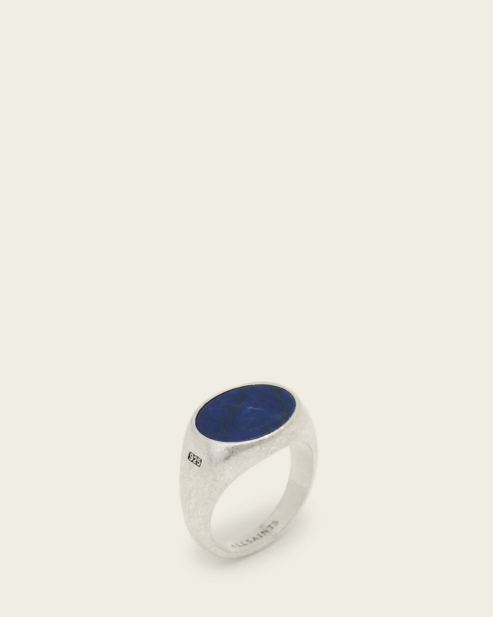 AllSaints Sterling Silver Owen Inky Blue Stone Sterling Silver Ring, Size: S