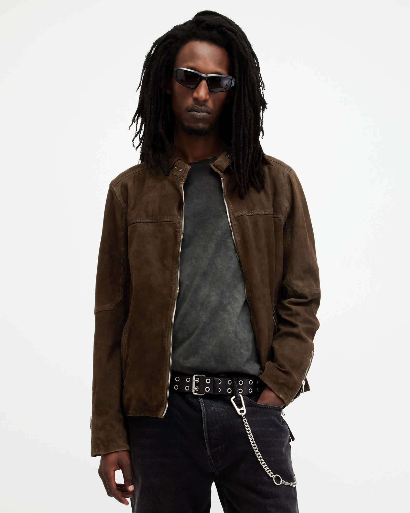Allsaints Men's Cora Suede Snap Back Collar Jacket - Size  Xs