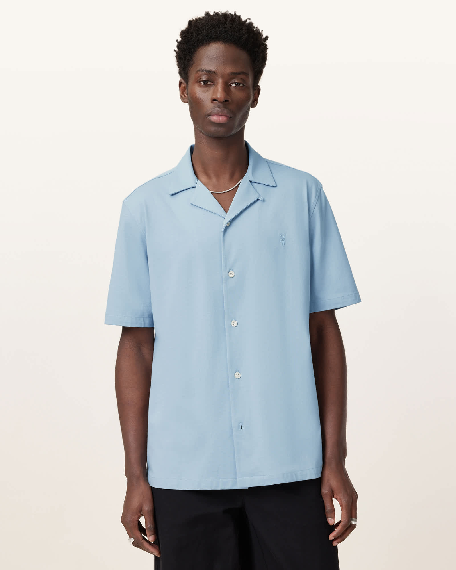 AllSaints Hudson Relaxed Fit Ramskull Shirt,, Static Blue
