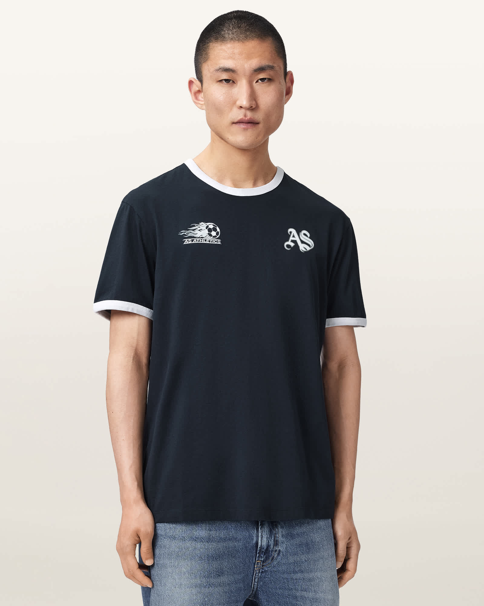 Allsaints Men's Blue Bleus Short Sleeve Crew Neck T-Shirt - Size  Xs