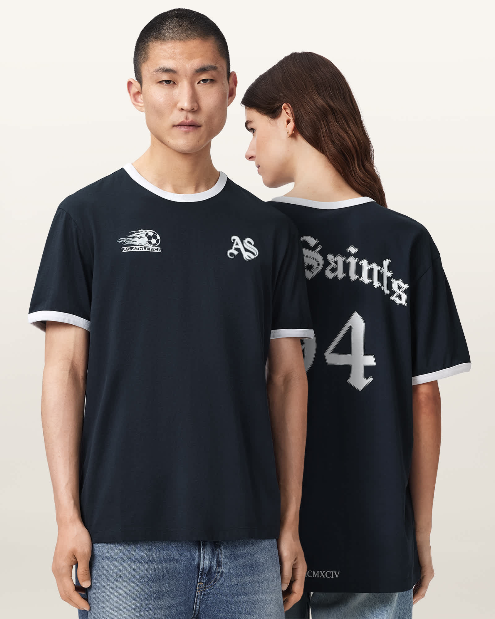 AllSaints Bleus Short Sleeve Crew Neck T-Shirt