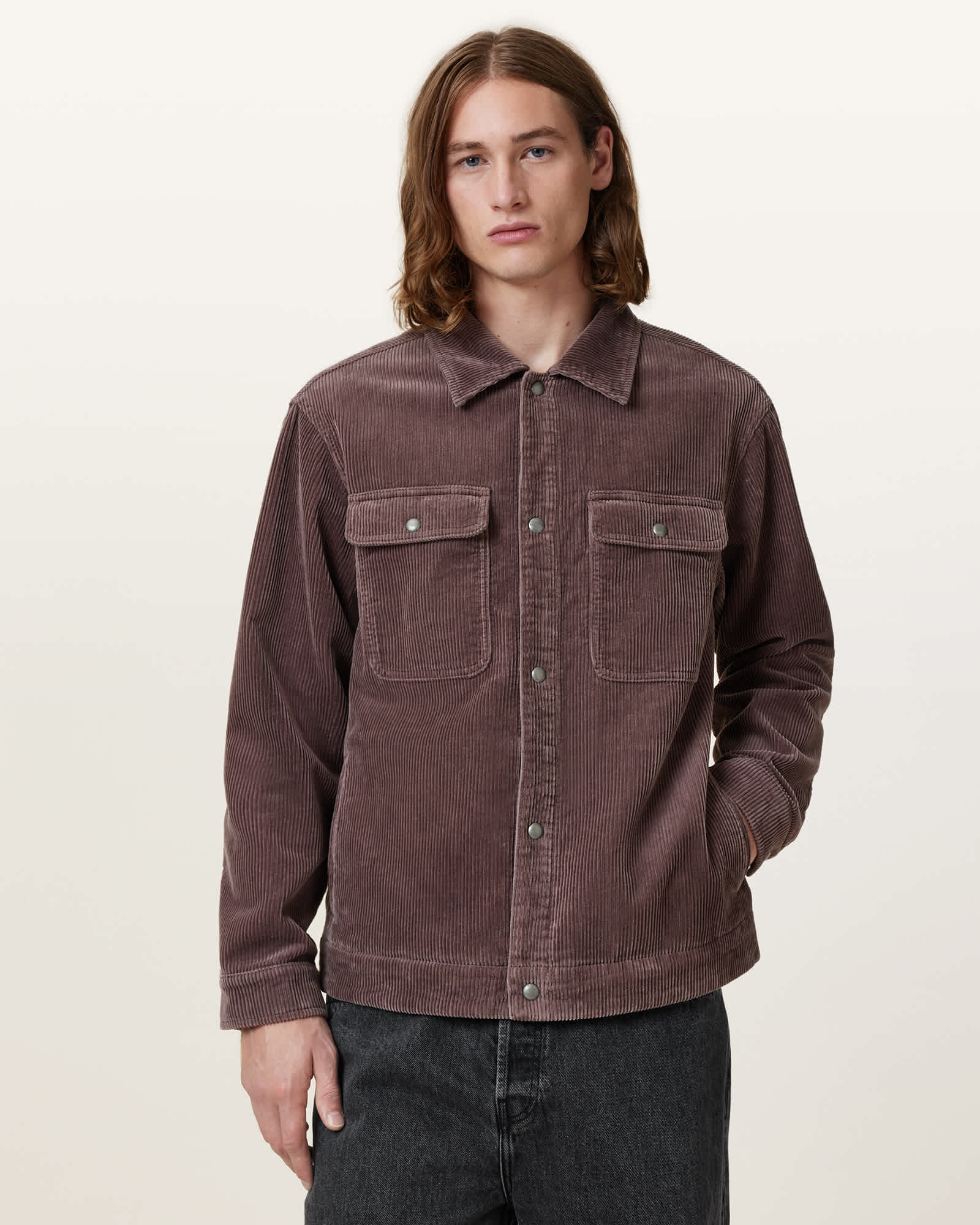 AllSaints Castleford Corduroy Overshirt,, Brown
