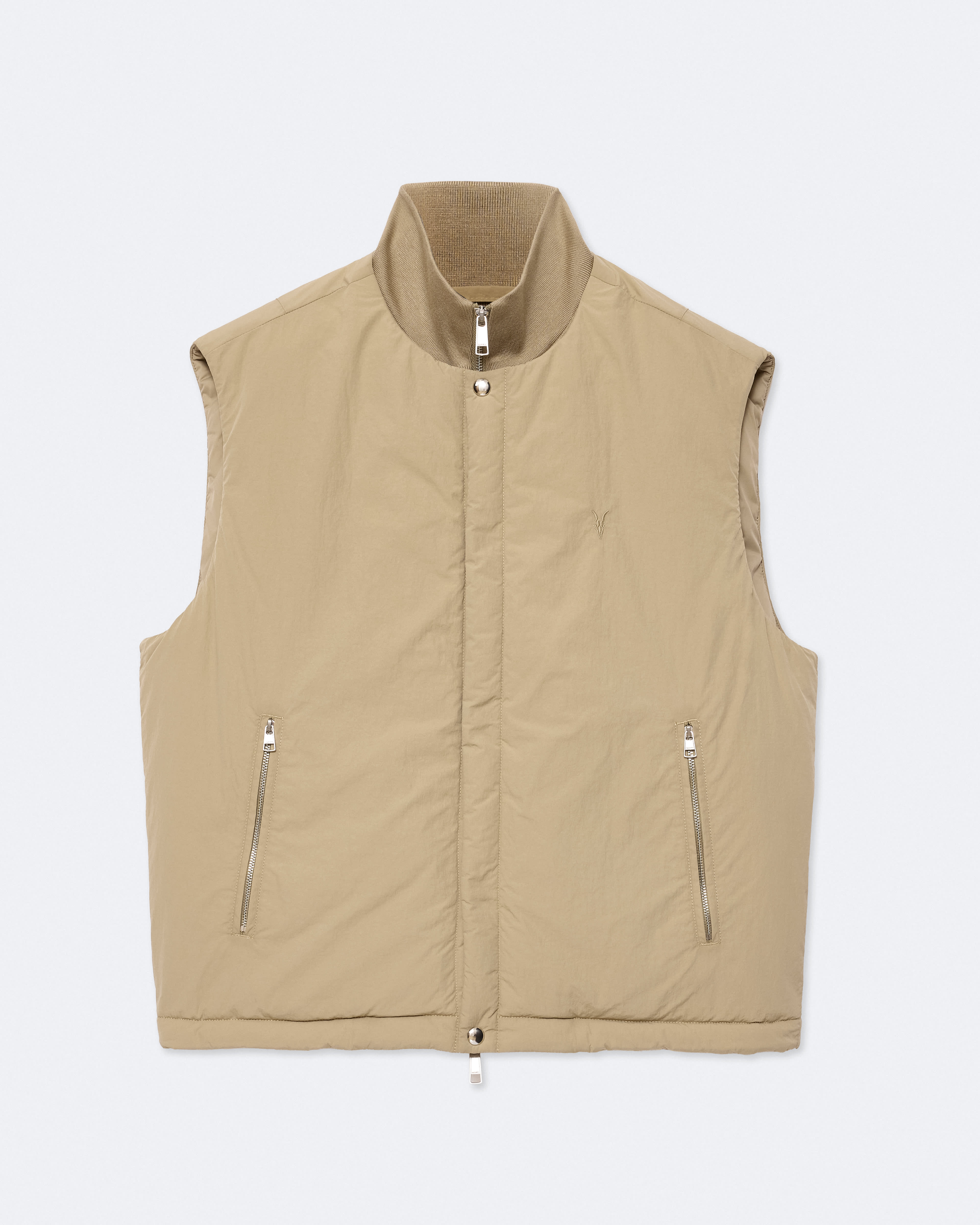 AllSaints Rusland Padded Gilet, Brown, Size: XS