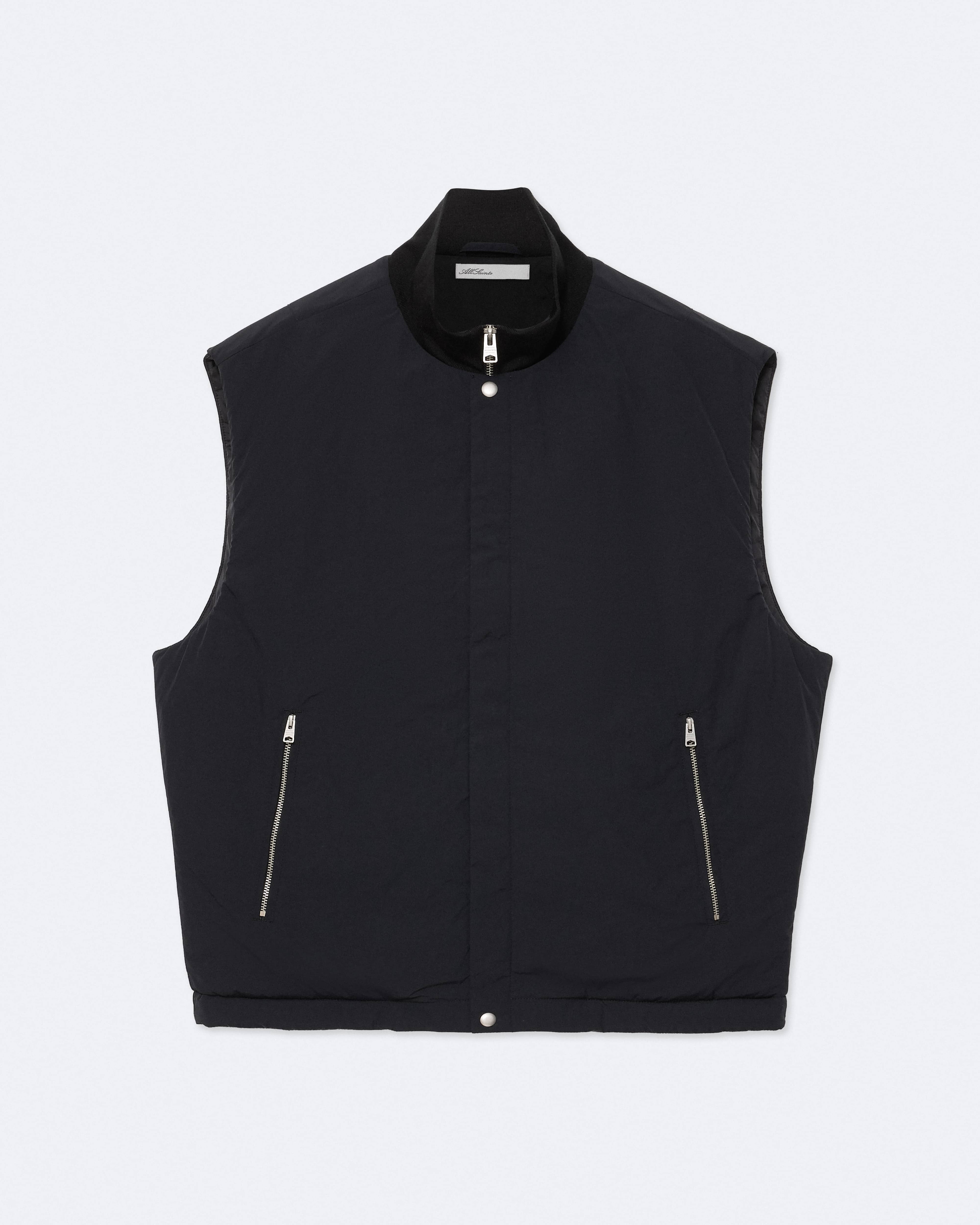 AllSaints Rusland Padded Gilet, Black, Size: XS