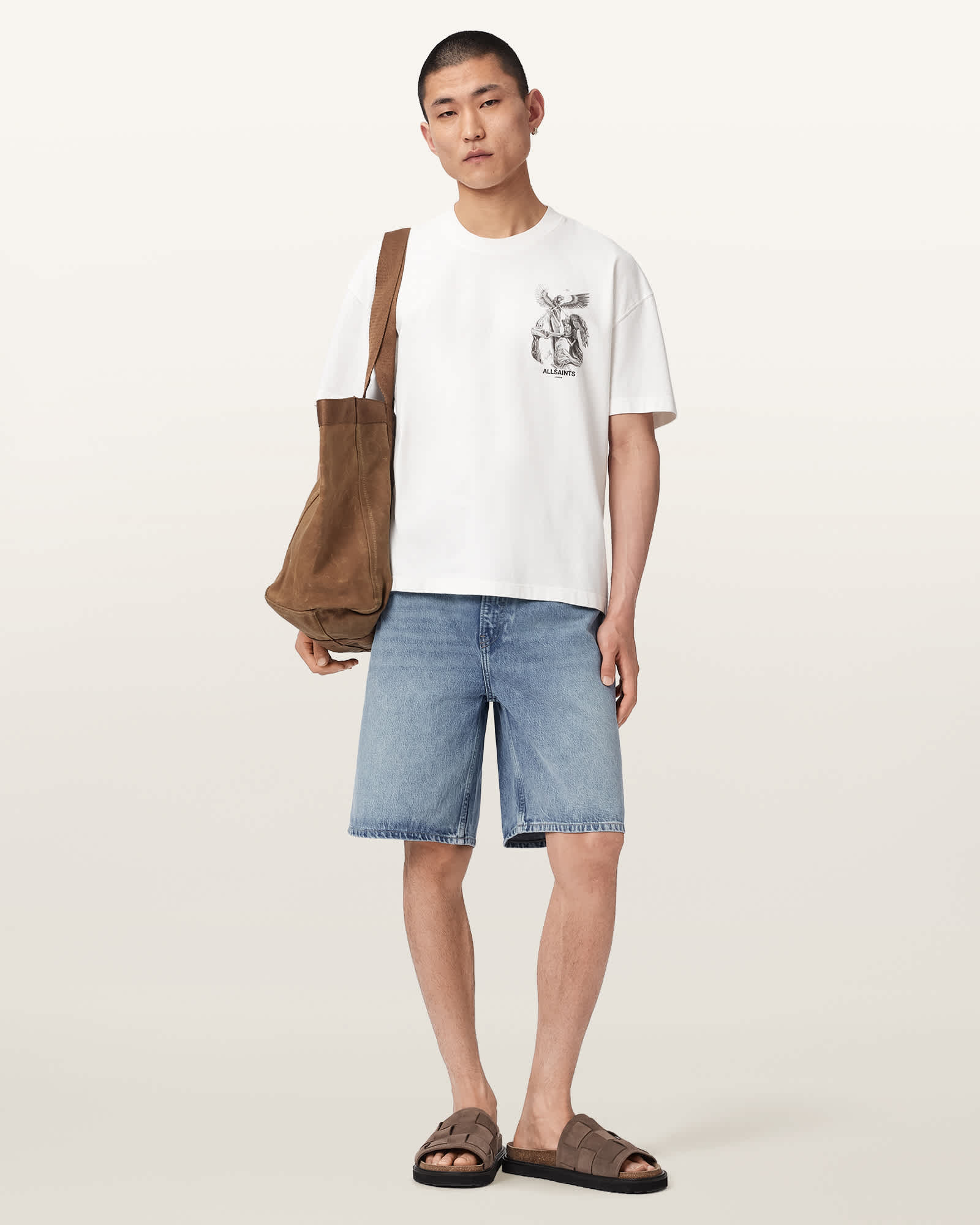 Allsaints Men's Blue Jackson Relaxed Fit Denim Shorts - Size  34