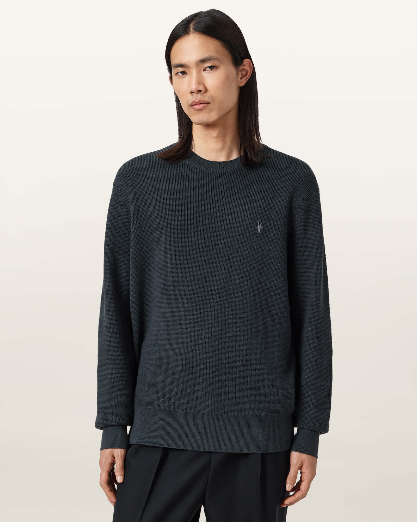 AllSaints Aspen Waffle Crew Neck Sweater