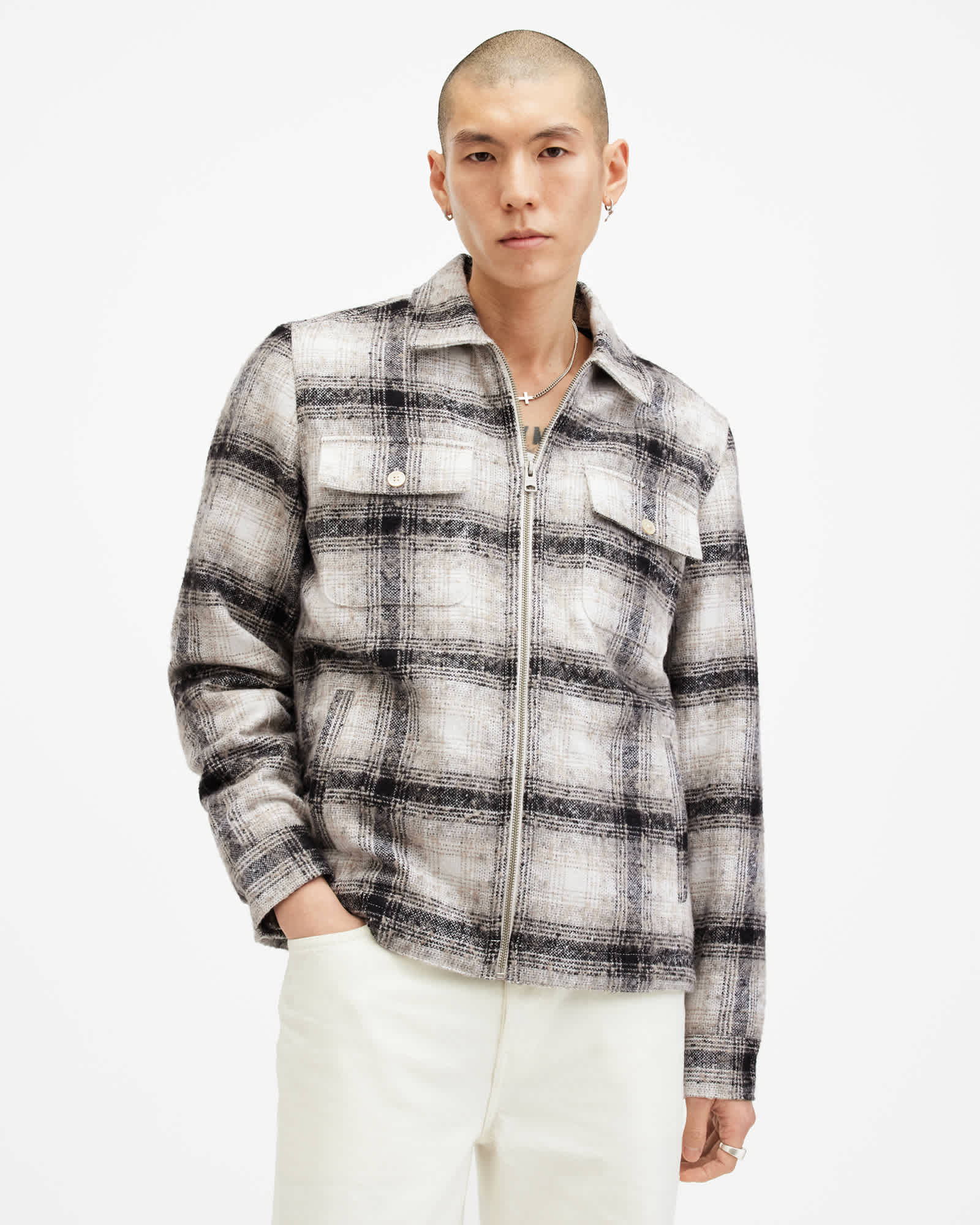 Allsaints Men's Banshee Textured Checked Jacket - Size  Xs
