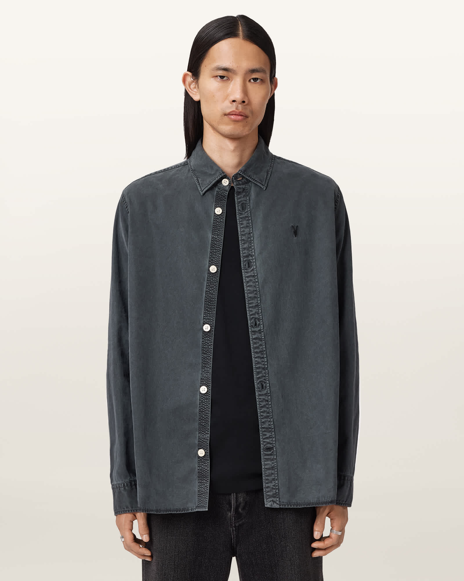 Allsaints Bodhi Long Sleeve Overshirt In Gray