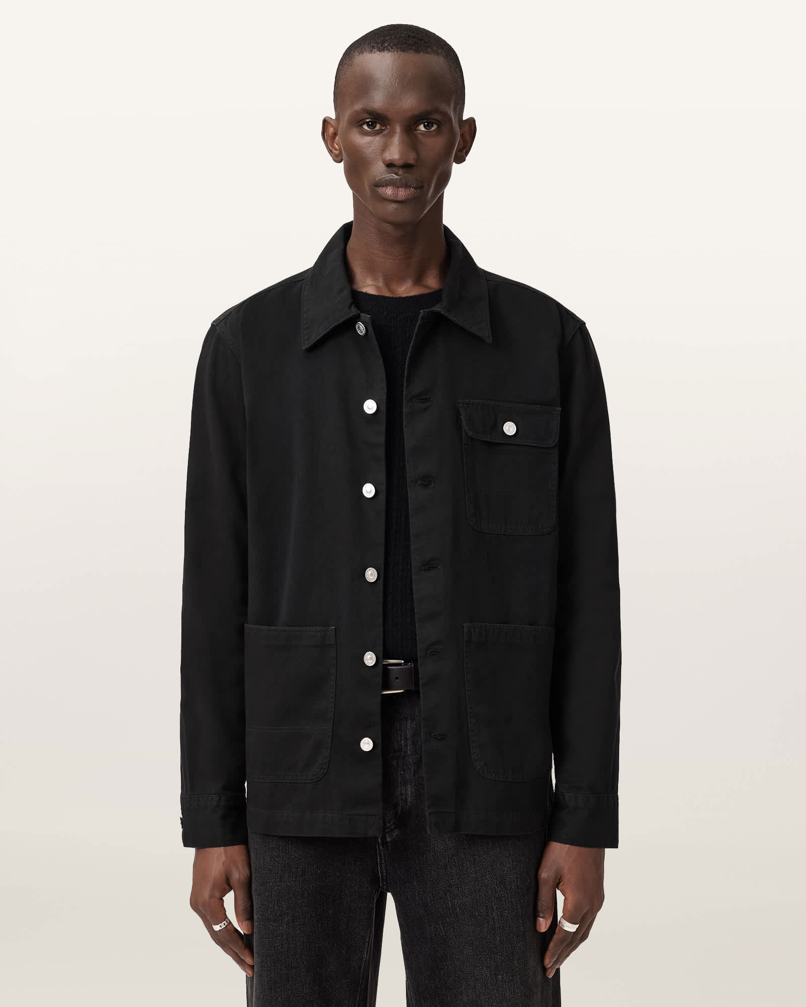 AllSaints Nevis Relaxed Cotton Shirt,, Burnished Black