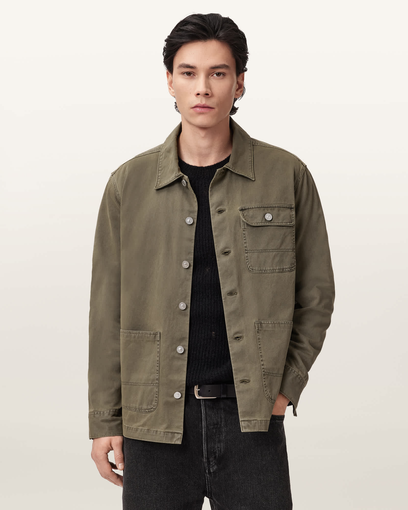 AllSaints Nevis Relaxed Cotton Shirt,, Pastoral Green