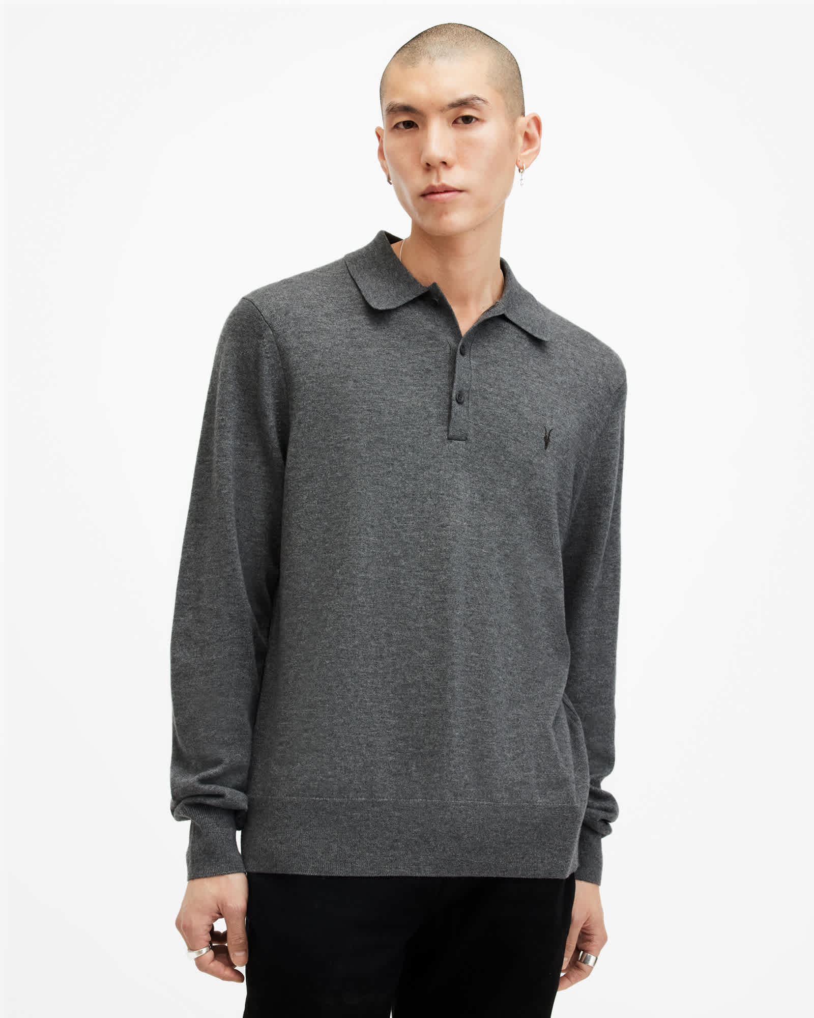 AllSaints Men's Kilburn Long Sleeve Polo Jumper