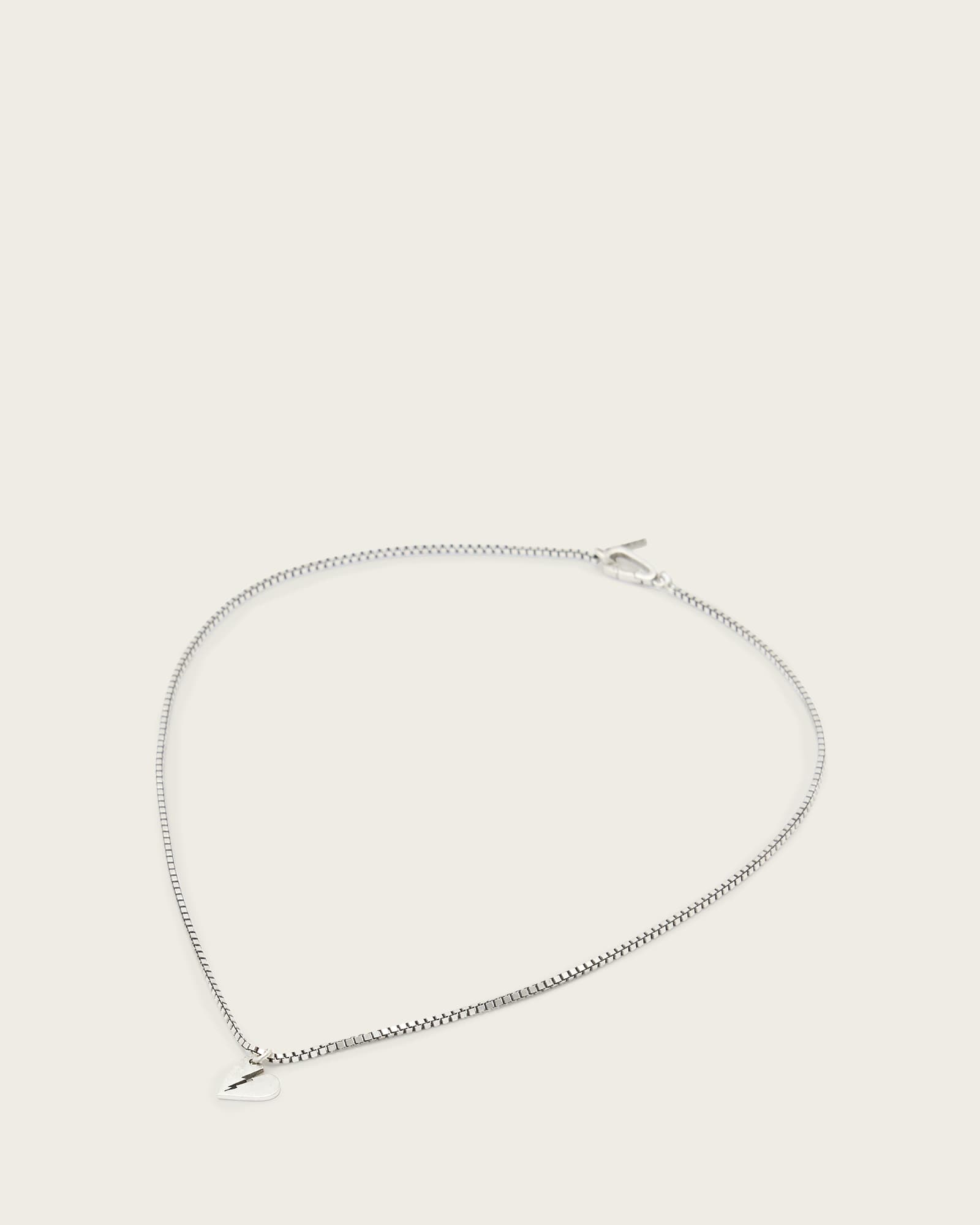 AllSaints Men's Sterling Silver Split Heart Sterling Silver Necklace, Size: One Size