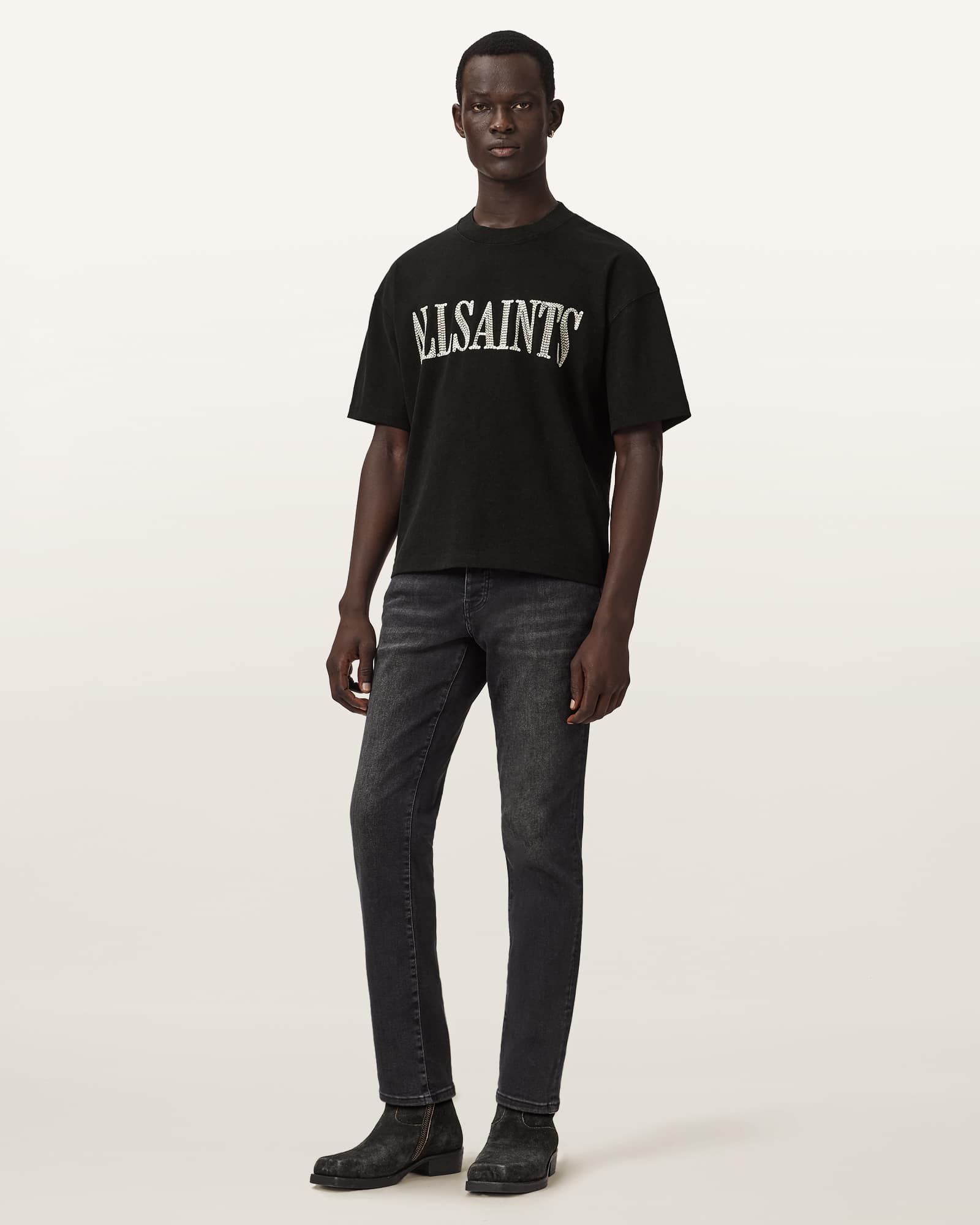 AllSaints Cotton Dash Short Sleeve Boxy T-Shirt, Size: M