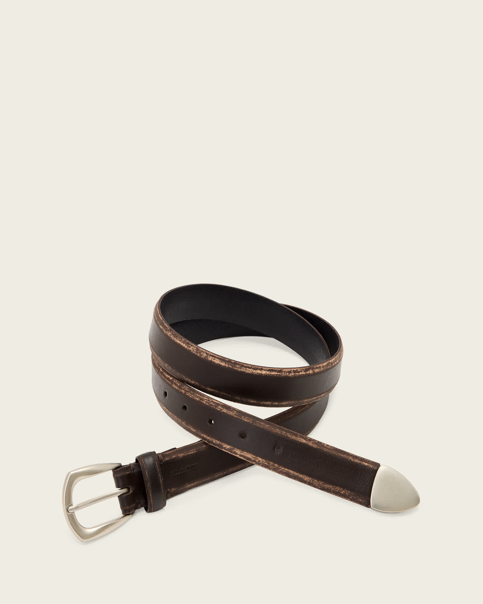 Allsaints Men's Brown Seth Leather Belt - Size  38