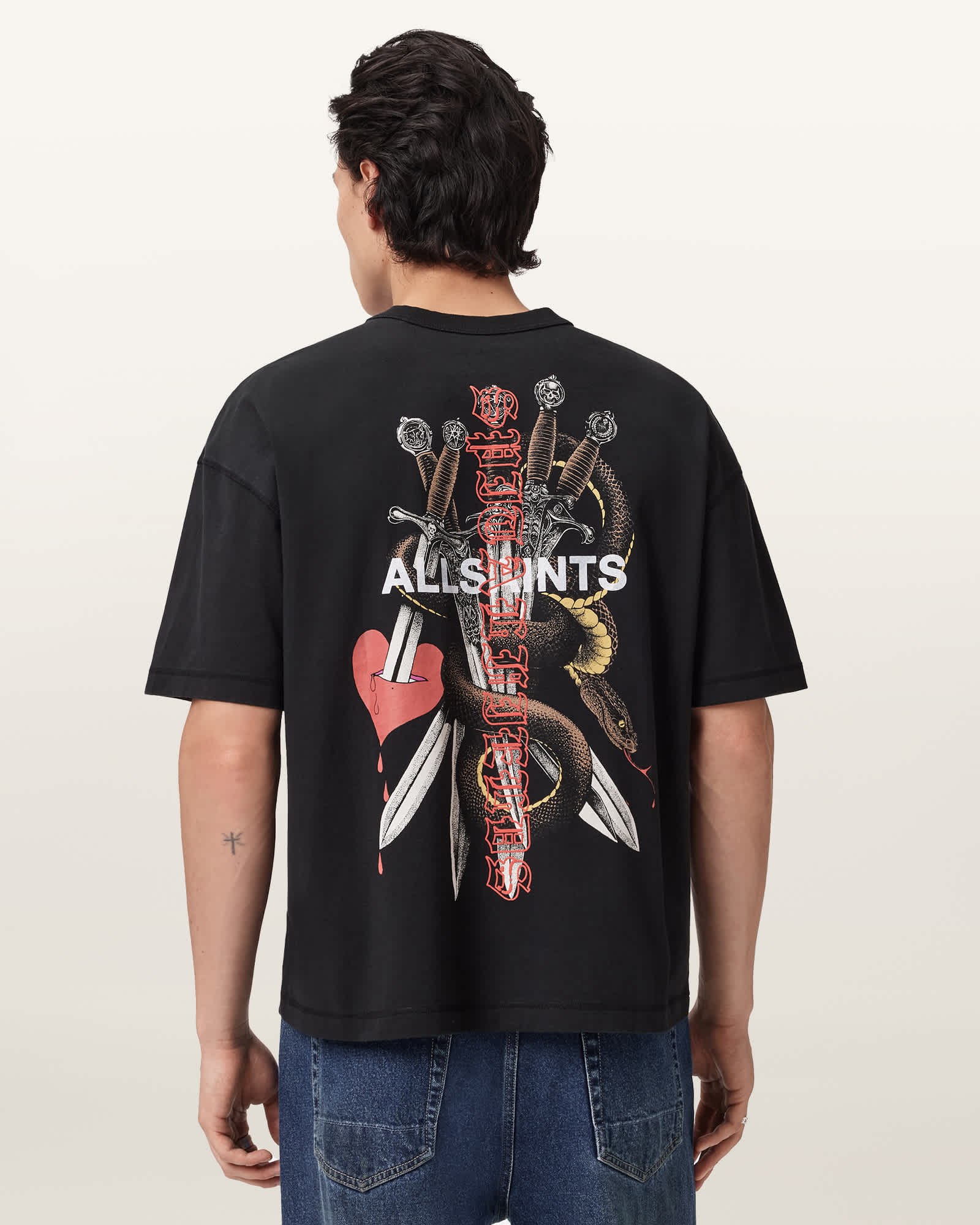 AllSaints Cotton Serrate Short Sleeve Graphic T-Shirt, Size: L
