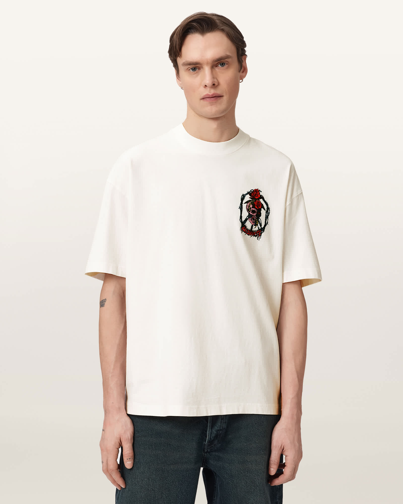 AllSaints Cotton Destruktor Oversized Graphic T-Shirt, Size: XS