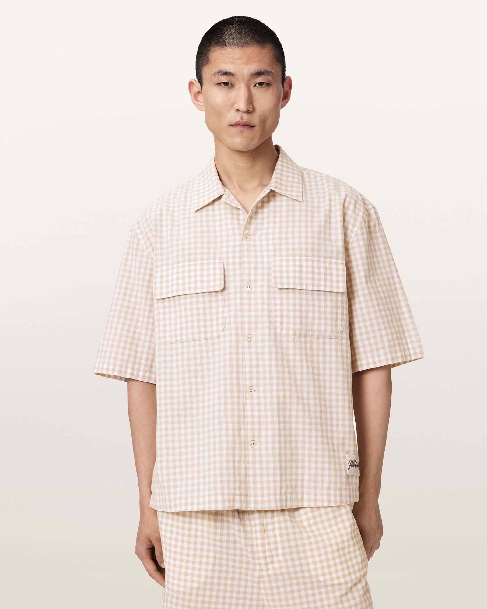AllSaints Cotton Rockland Oversized Short Sleeve Check Shirt, Size: M