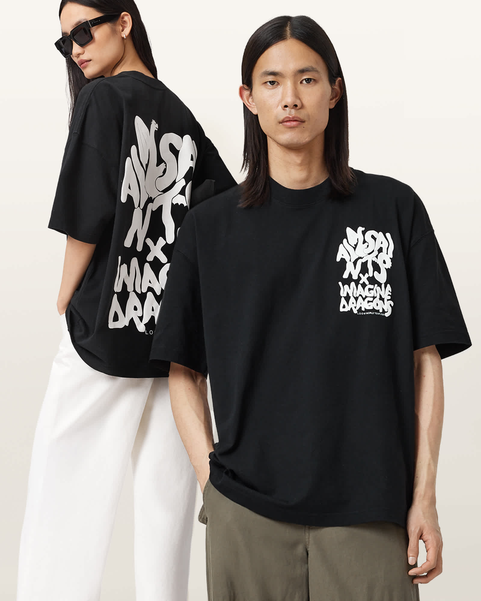 AllSaints Imagine Dragons Drogando T-Shirt,, Jet Black