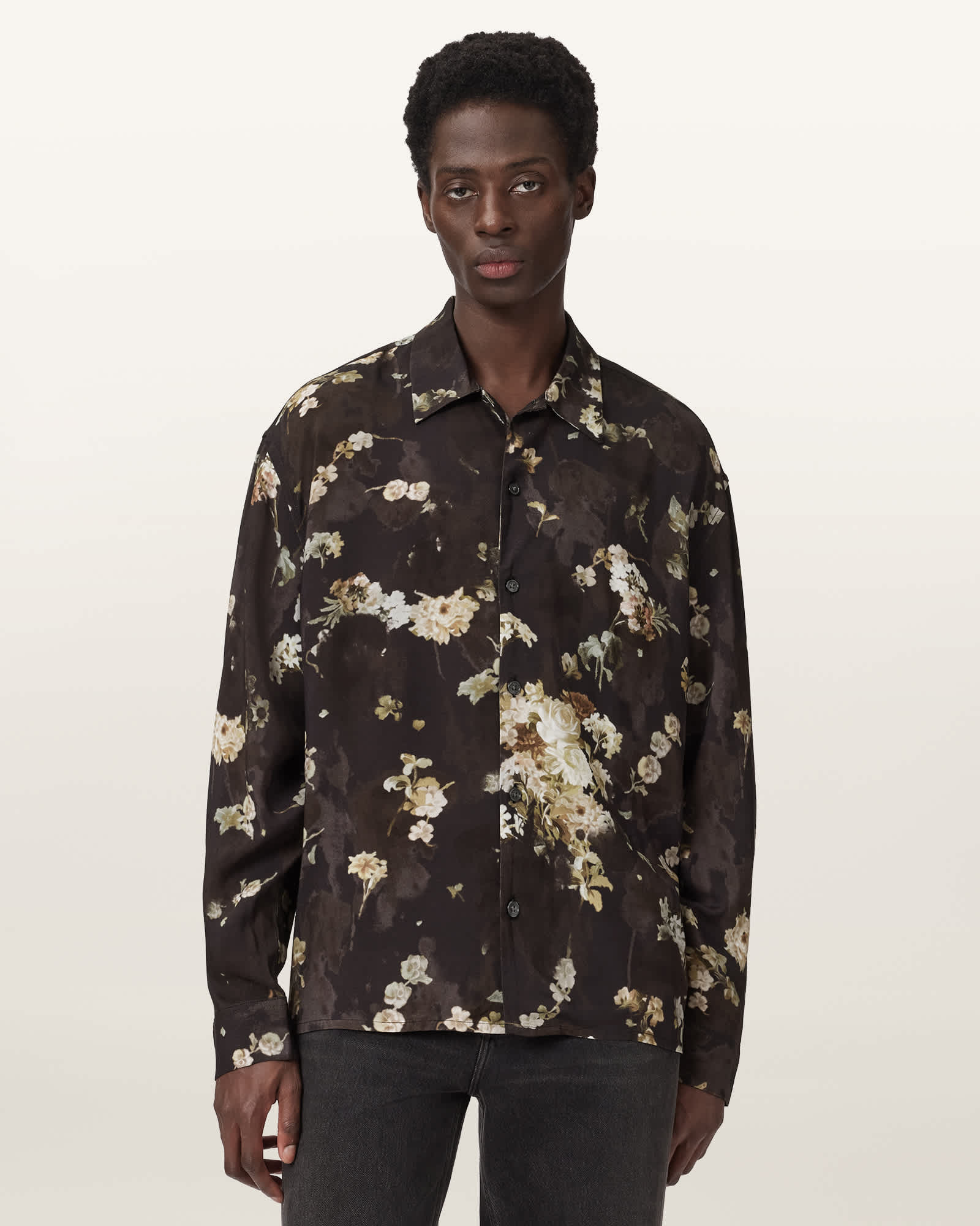 AllSaints Armada Long Sleeve Shirt,, Jet Black