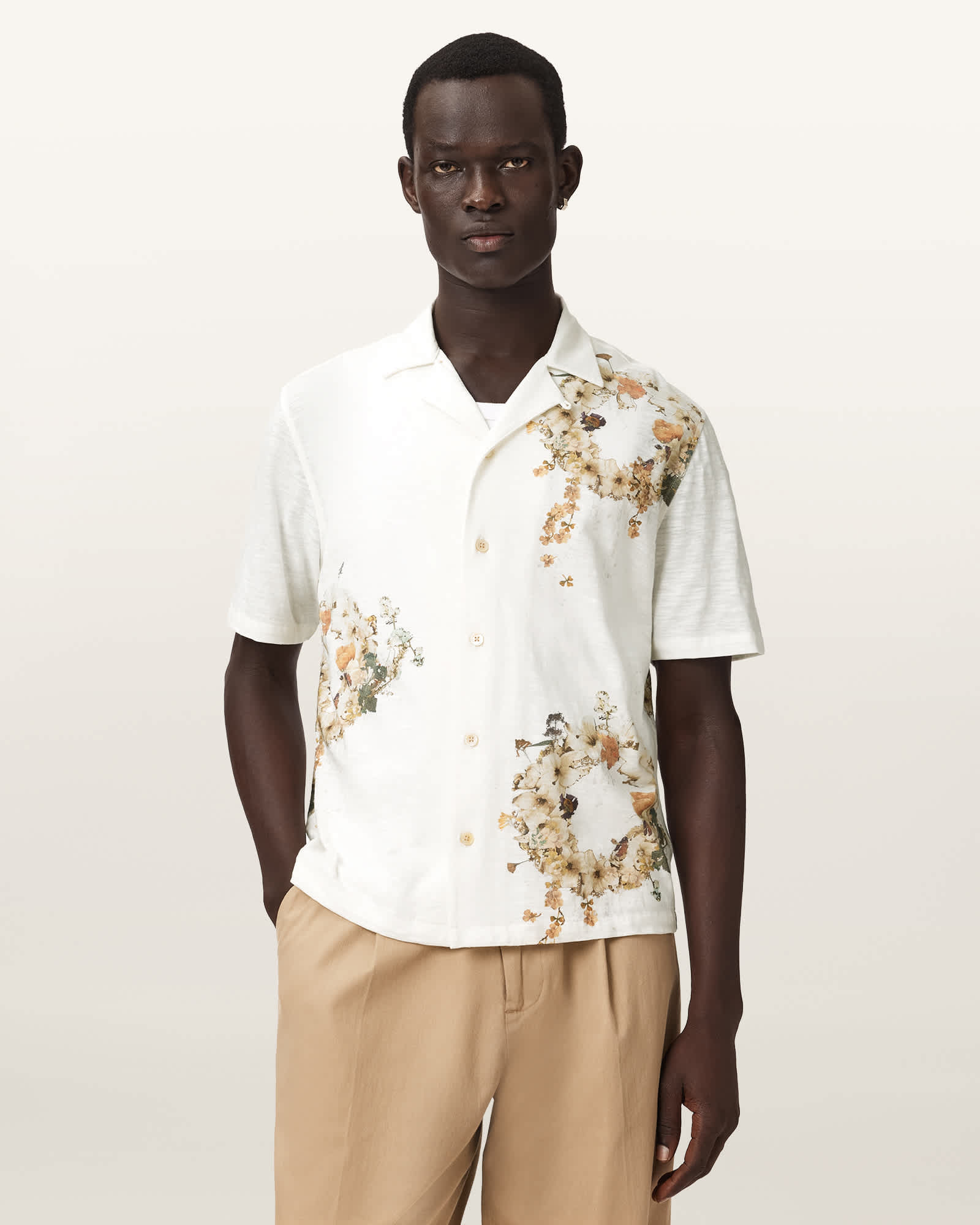 AllSaints Cotton Fleur Oversized Short Sleeve Shirt, Size: L